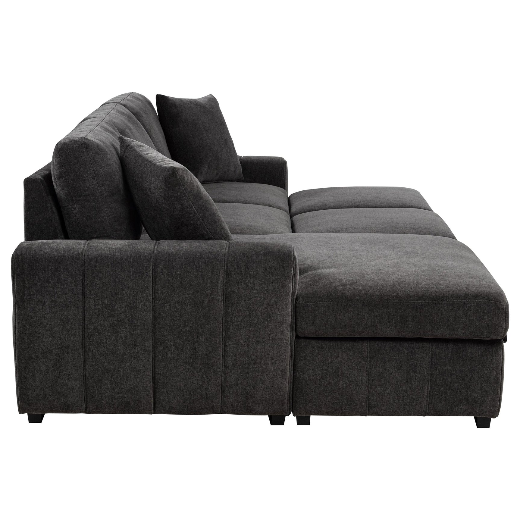 Pastrana Upholstered Sleeper Sectional Sofa Charcoal Grey