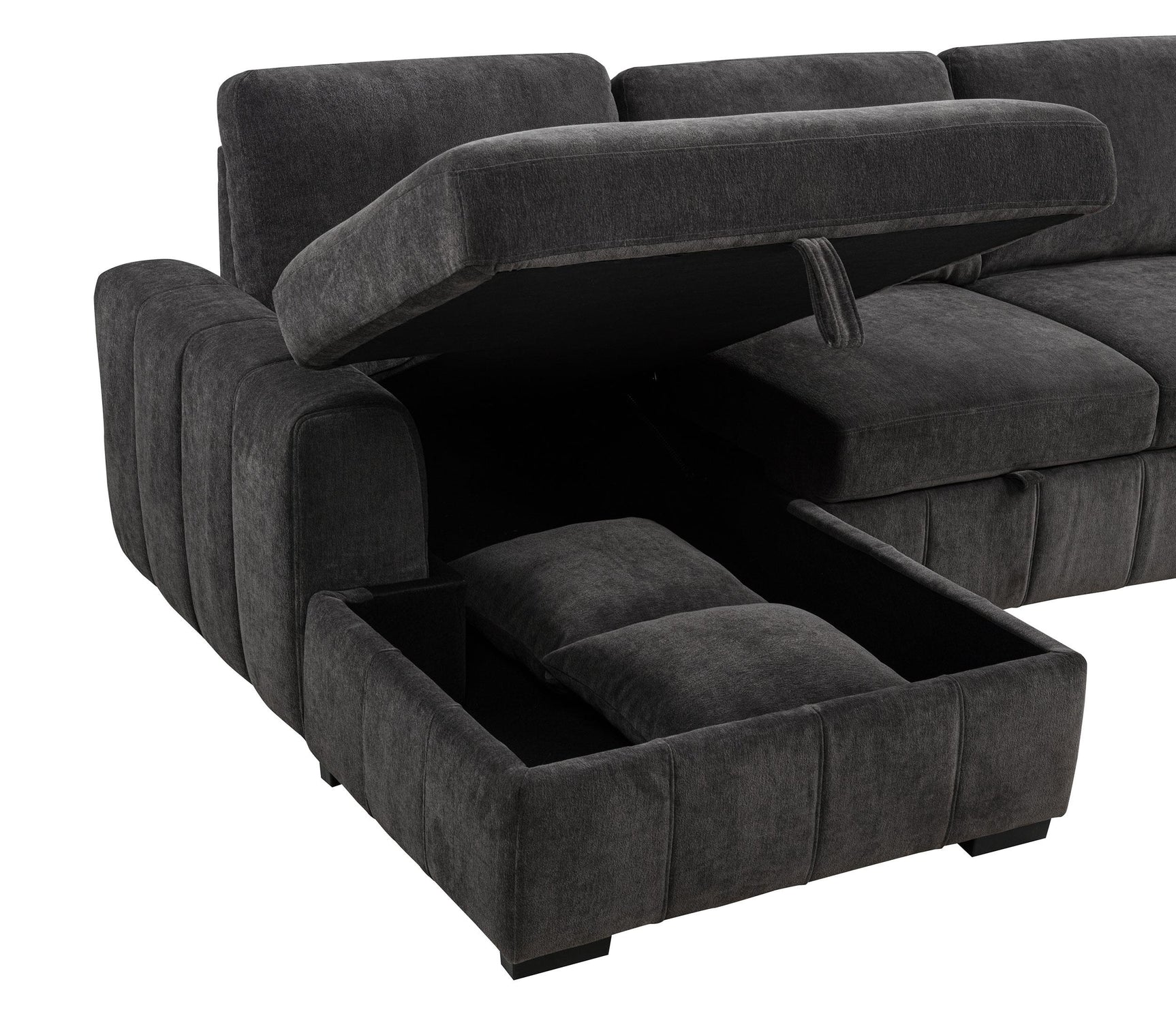 Pastrana Upholstered Sleeper Sectional Sofa Charcoal Grey