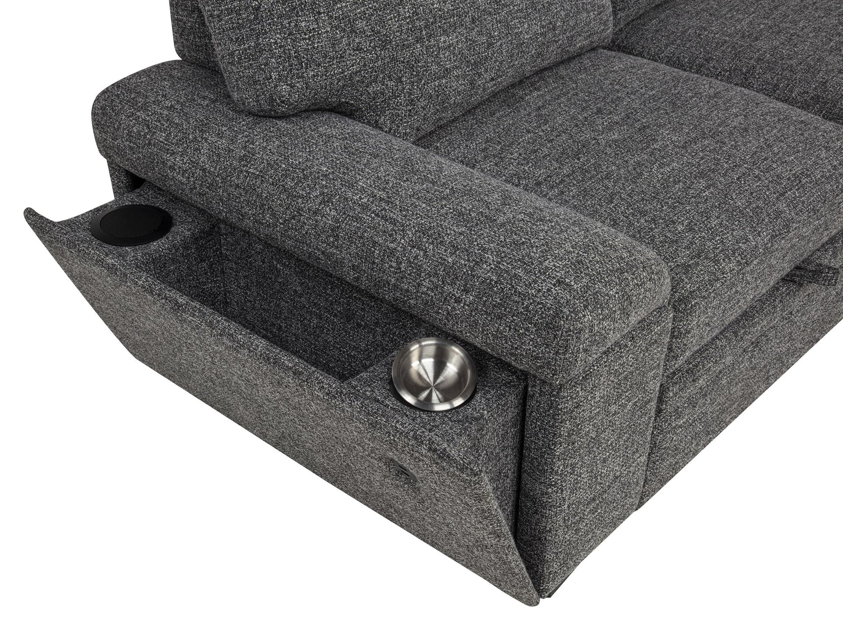 Demko Sleeper Sectional Sofa with Speaker and Storage Chaise Granite