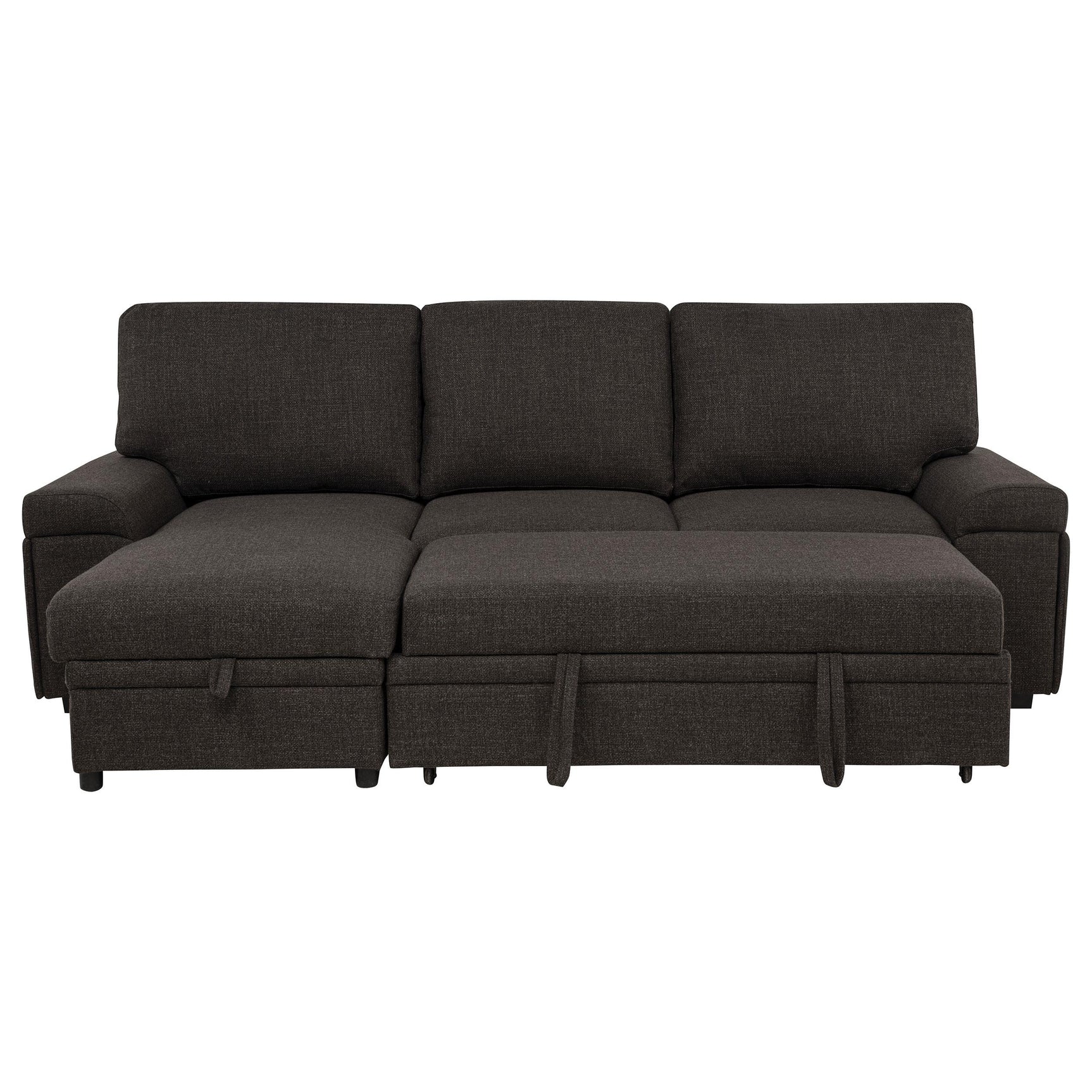 Demko Sleeper Sectional Sofa with Speaker and Storage Chaise Brown