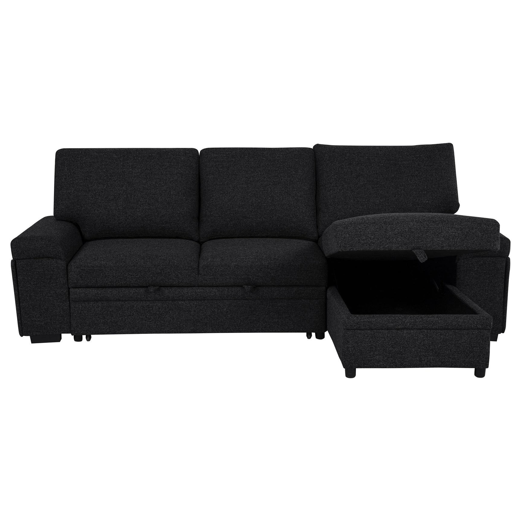 Demko Sleeper Sectional Sofa with Speaker and Storage Chaise Black