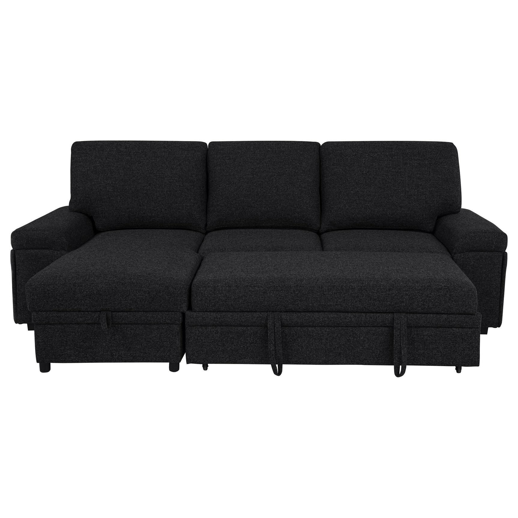 Demko Sleeper Sectional Sofa with Speaker and Storage Chaise Black