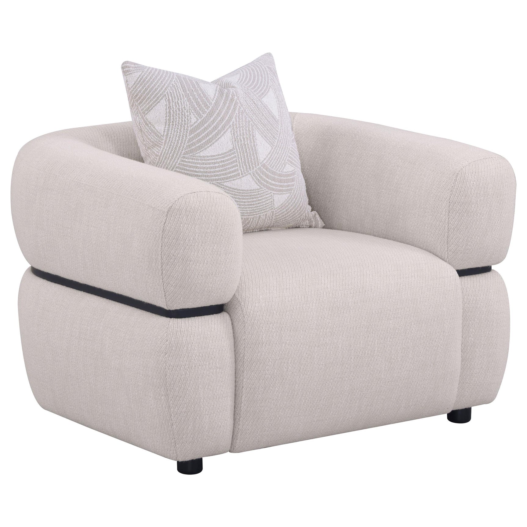 Jeanette 3-piece Fabric Upholstered Round Arm Sofa Set Beige