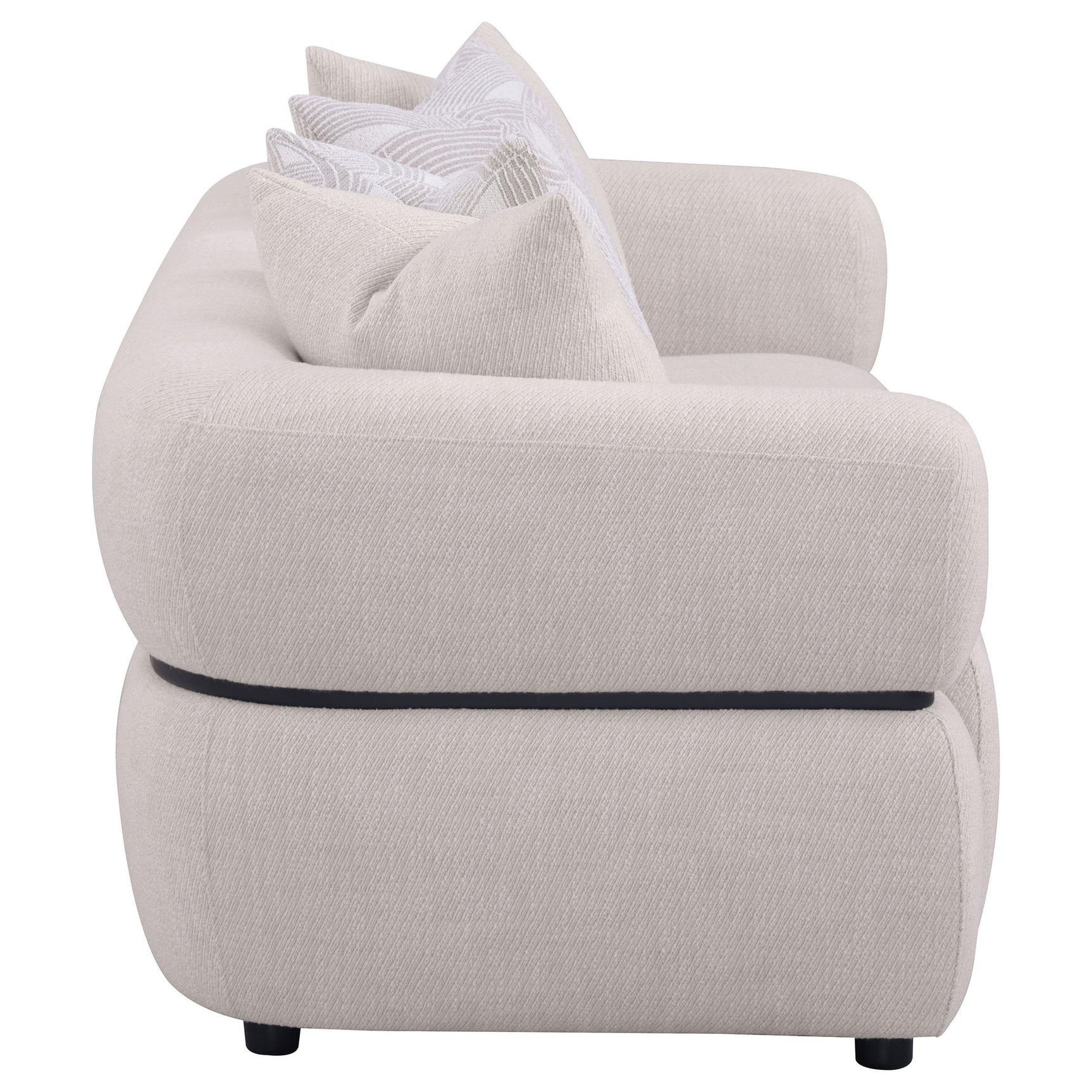 Jeanette 84-inch Fabric Upholstered Round Arm Sofa Beige