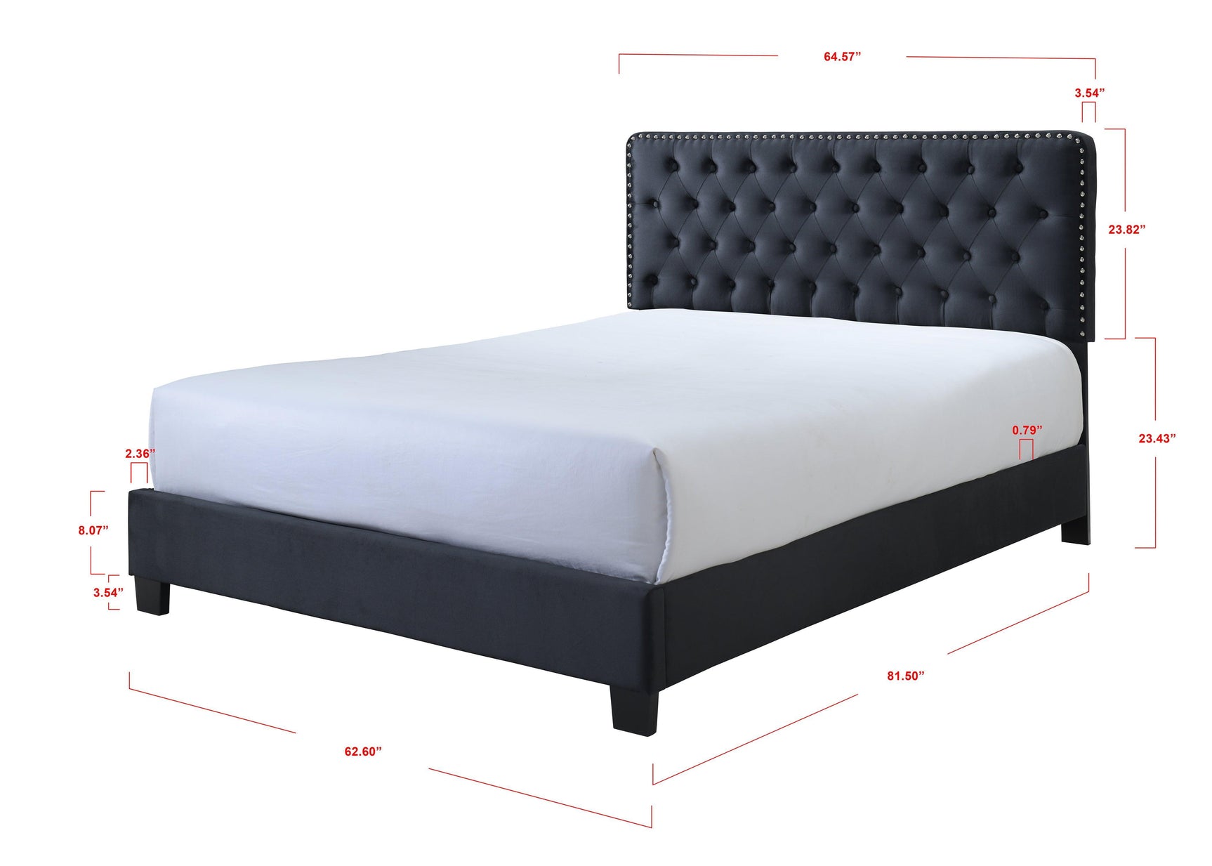 Ezra Dark Contemporary Modern Sleek Traditional Wood Tufted Fabric King Bed - Ella Furniture