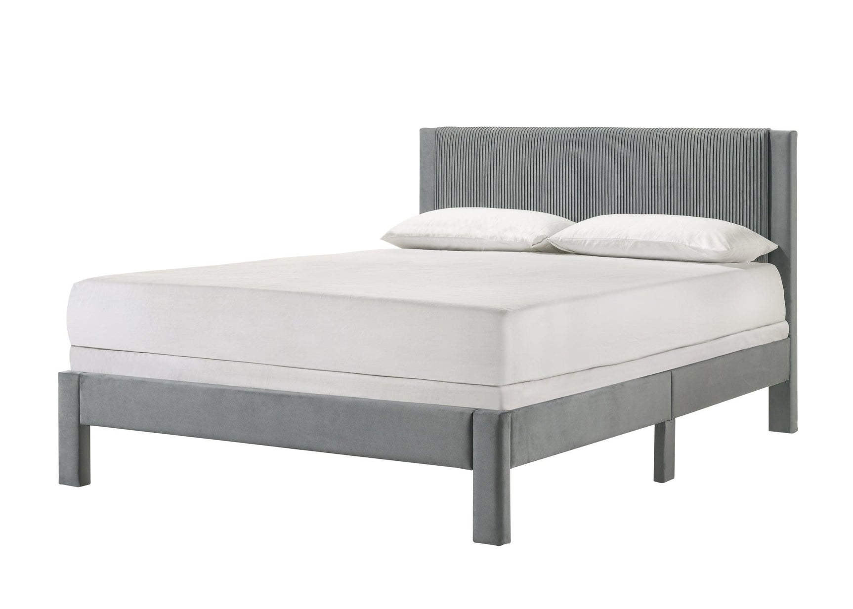 Lucia Light Gray Upholstered Platform Queen Bed