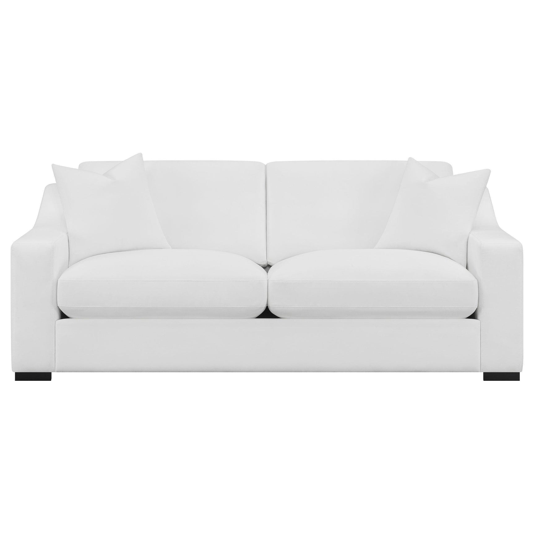 Ashlyn White Upholstered Sofa with Sloped Arms