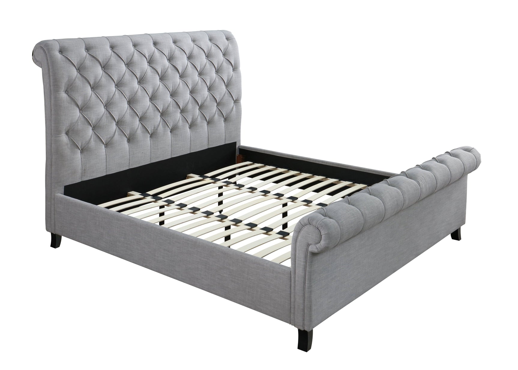 Kate Gray Modern Fabric Queen Upholstered Tufted Sleigh Platform Bed - Ella Furniture