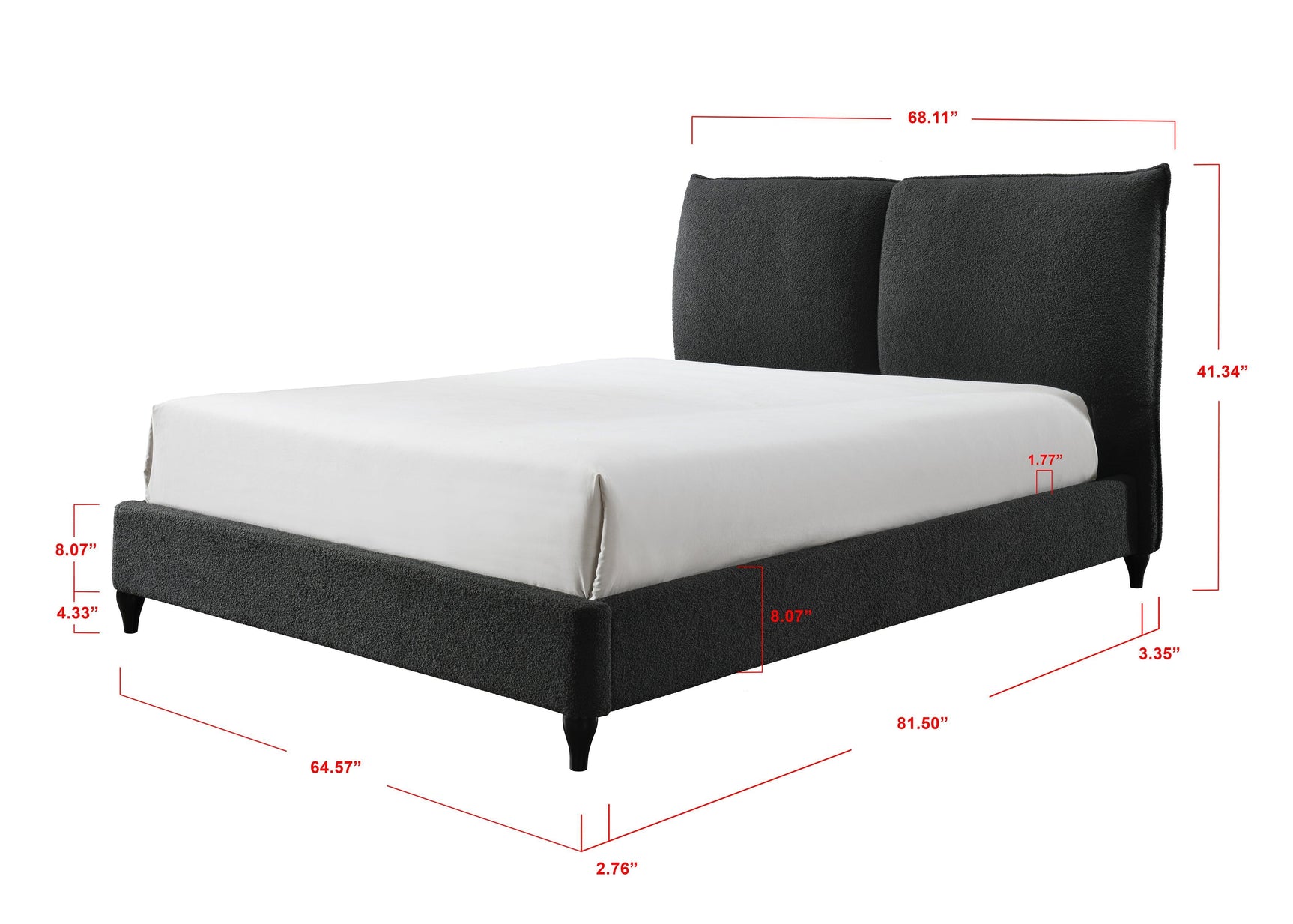 Jenn Charcoal Modern Contemporary Plywood Fabric/Velvet Upholstered Panel King Bed - Ella Furniture