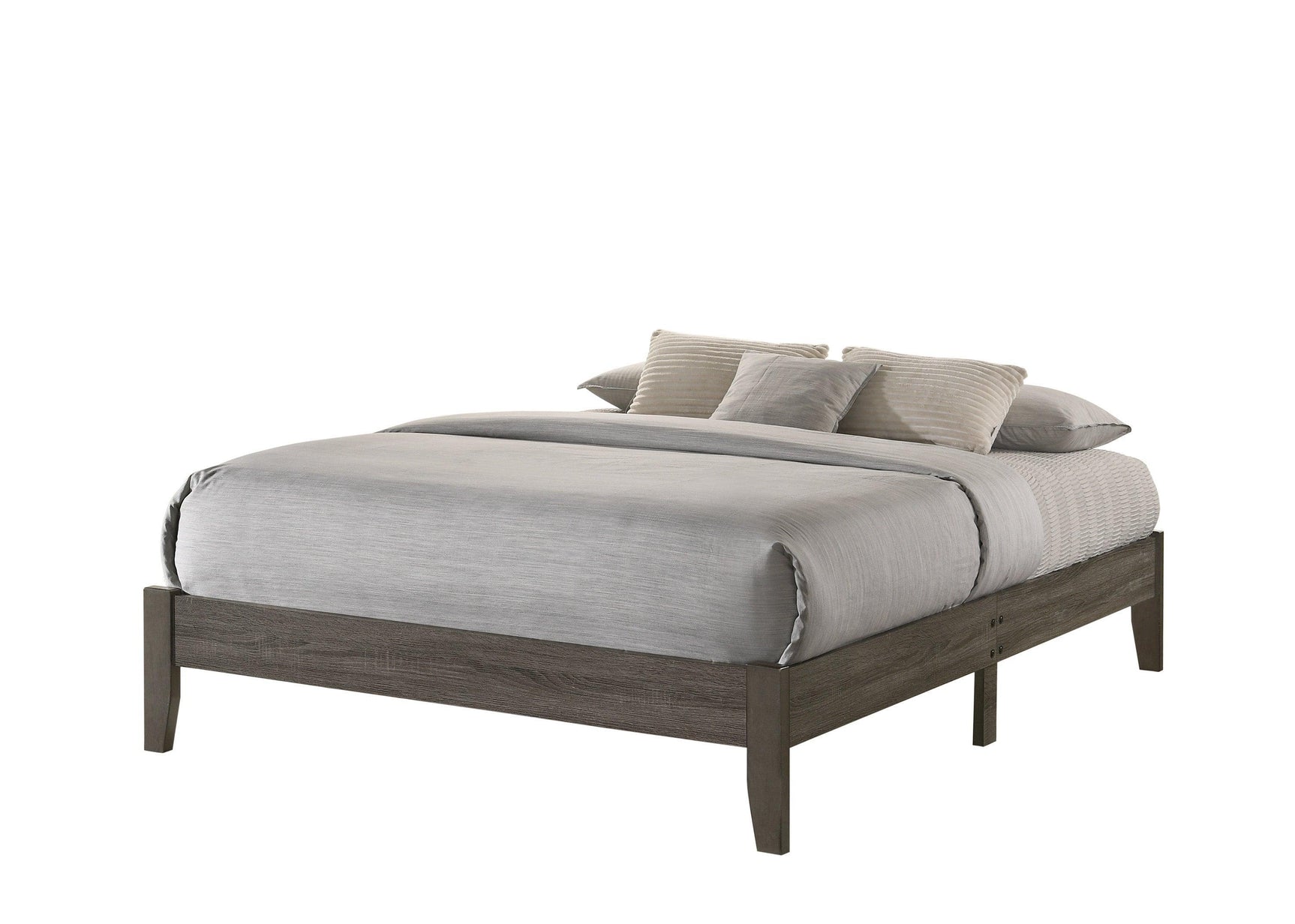 Skyler Gray Modern Sleek Contemporary Wood Queen Platform Bed - Ella Furniture