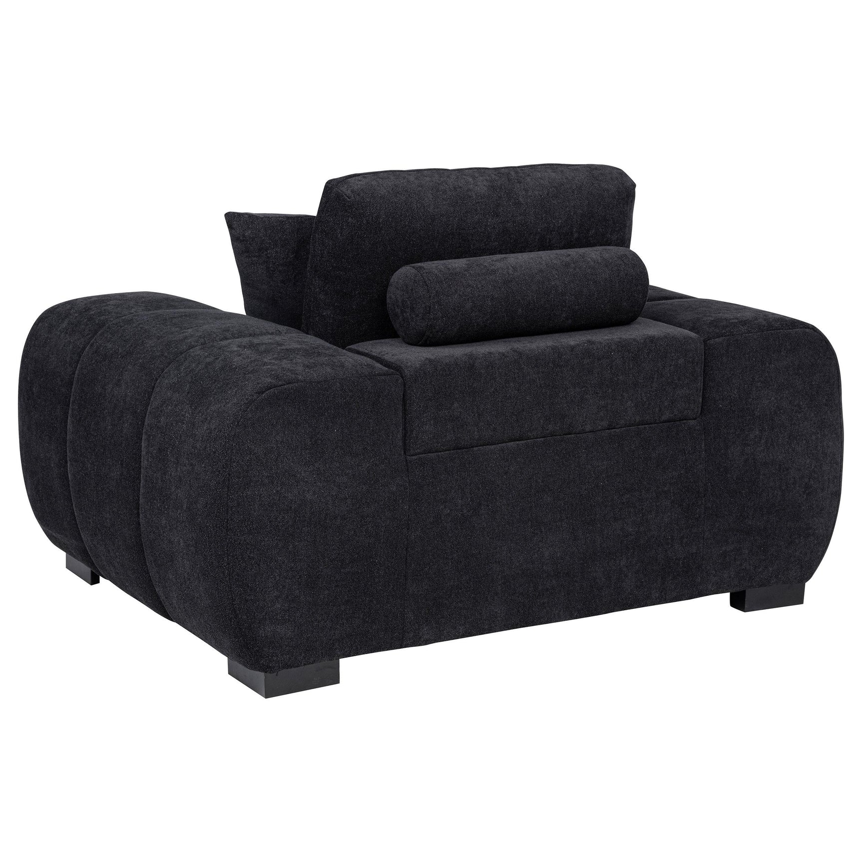 Octavia Fabric Upholstered Track Arm Accent Chair Black