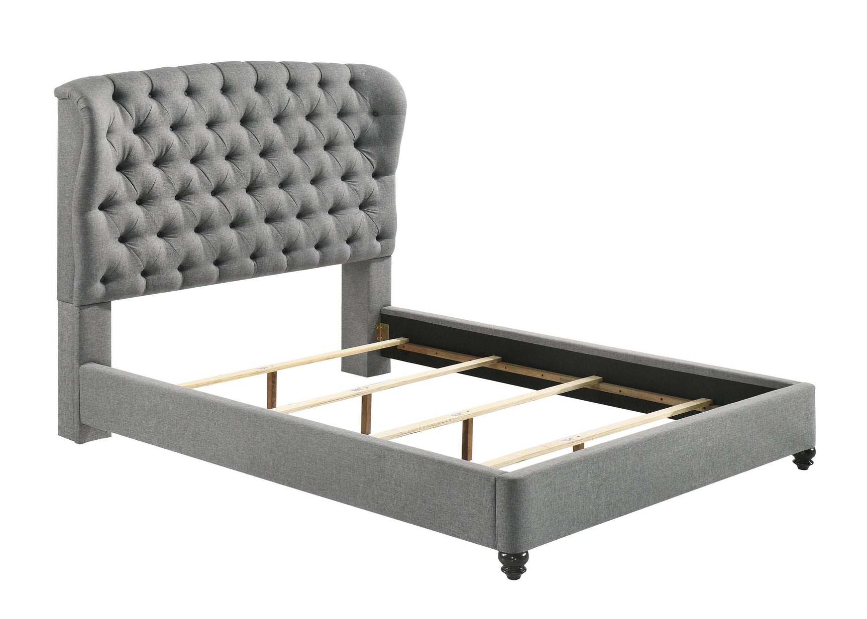 Linda Gray Modern Transitional Upholstered Tufted Fabric King Panel Bed - Ella Furniture