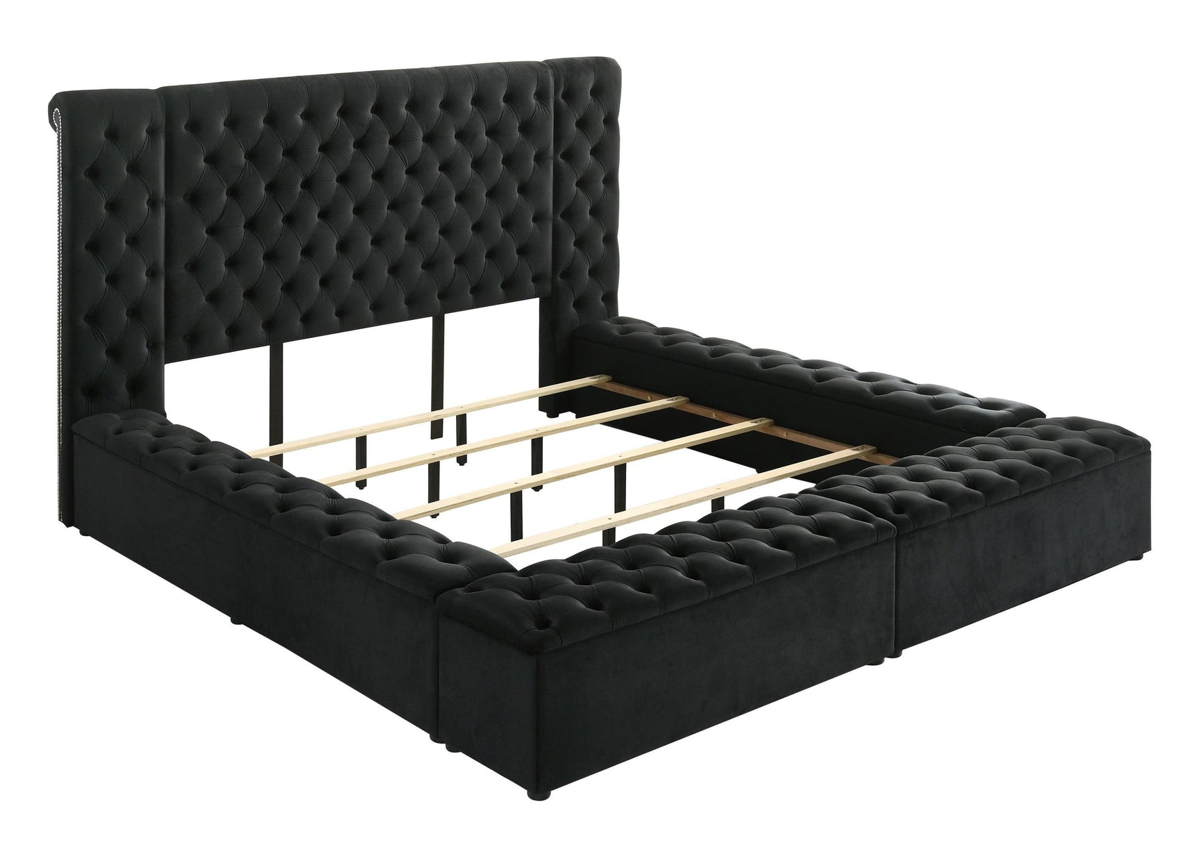 Liliana Black Upholstered Tufted Panel King Bed