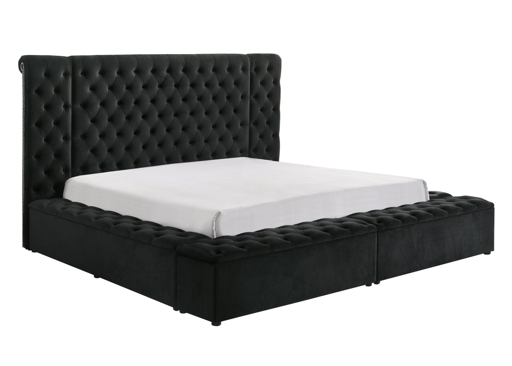 Liliana Black Upholstered Tufted Panel King Bed