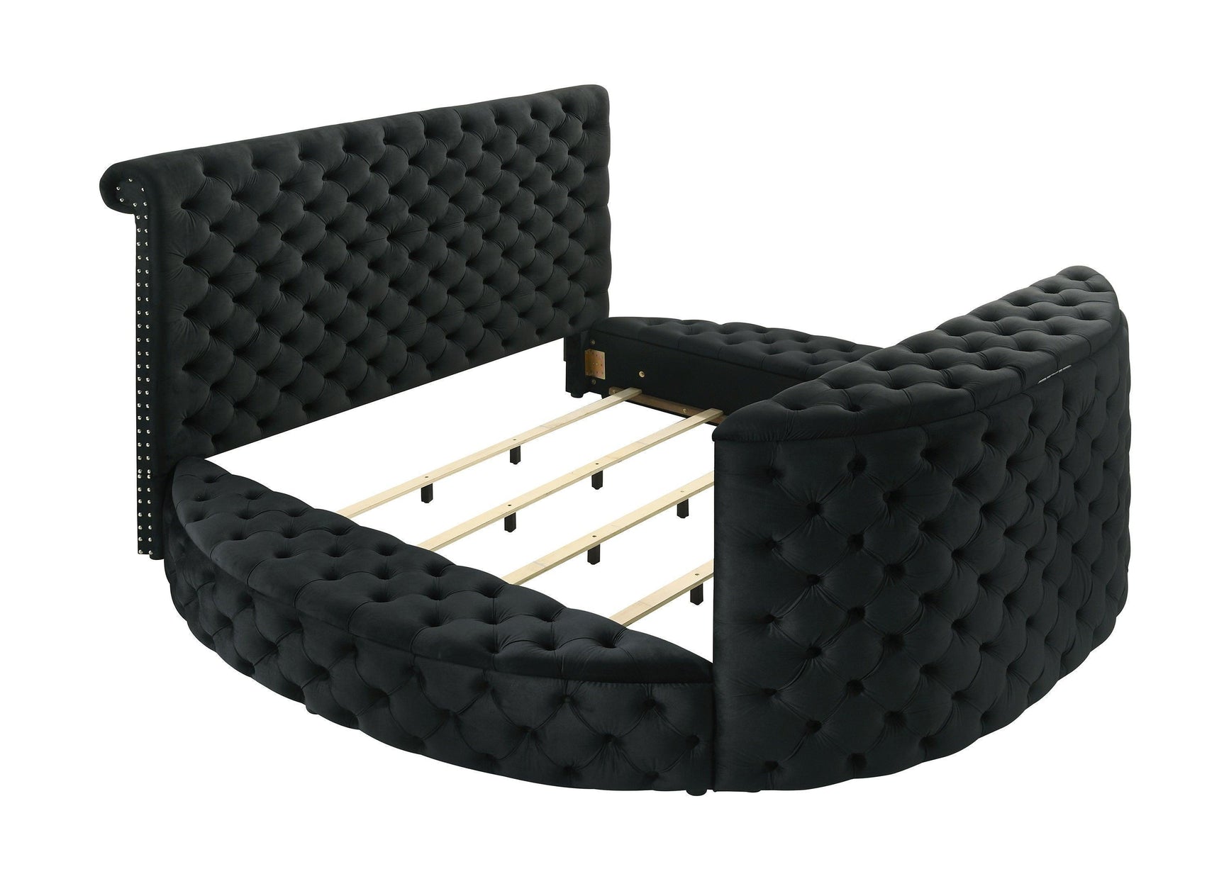 Voltare Black Upholstered Tufted Panel Queen Bed