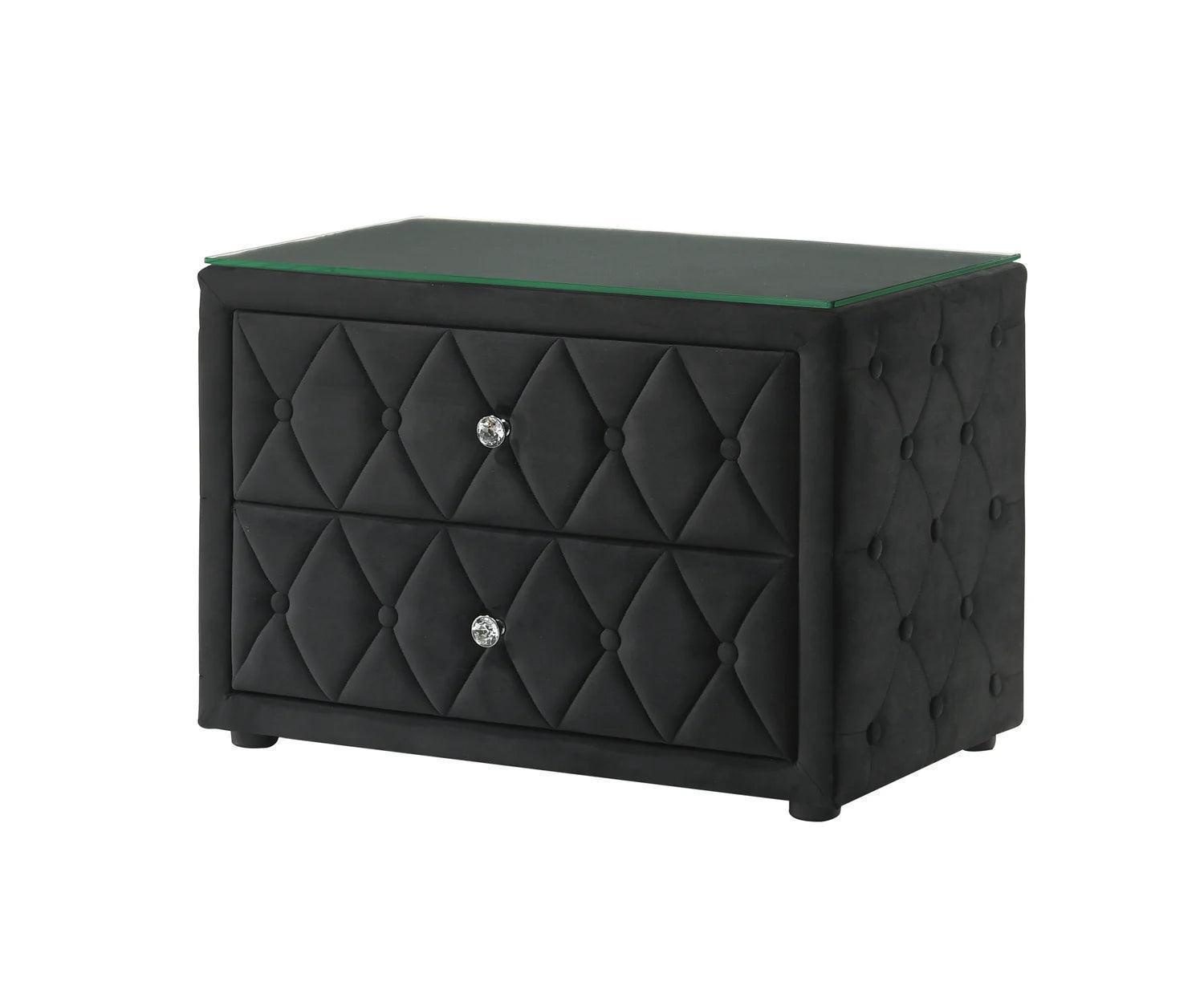 Josephine Black Upholstered Tufted w TV Lift Panel Queen Bed