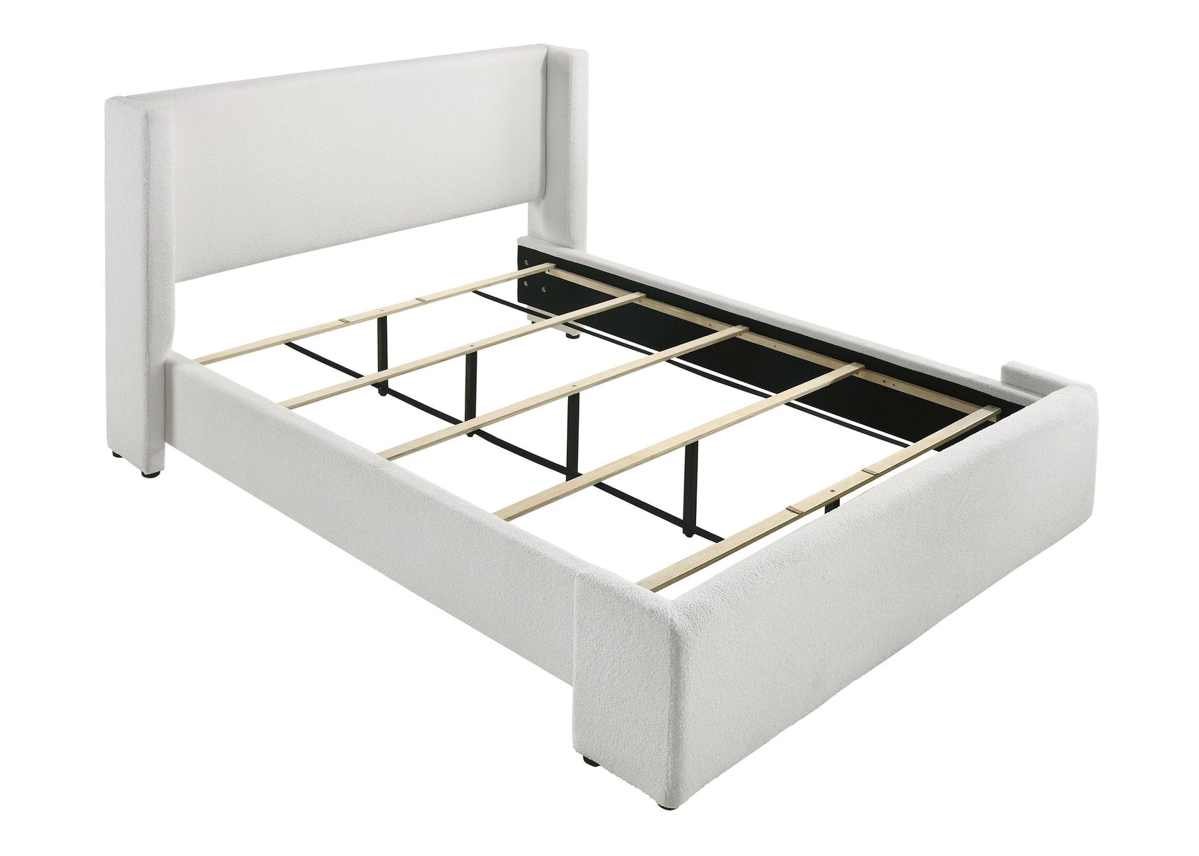 Portia White Upholstered Platform Queen Bed