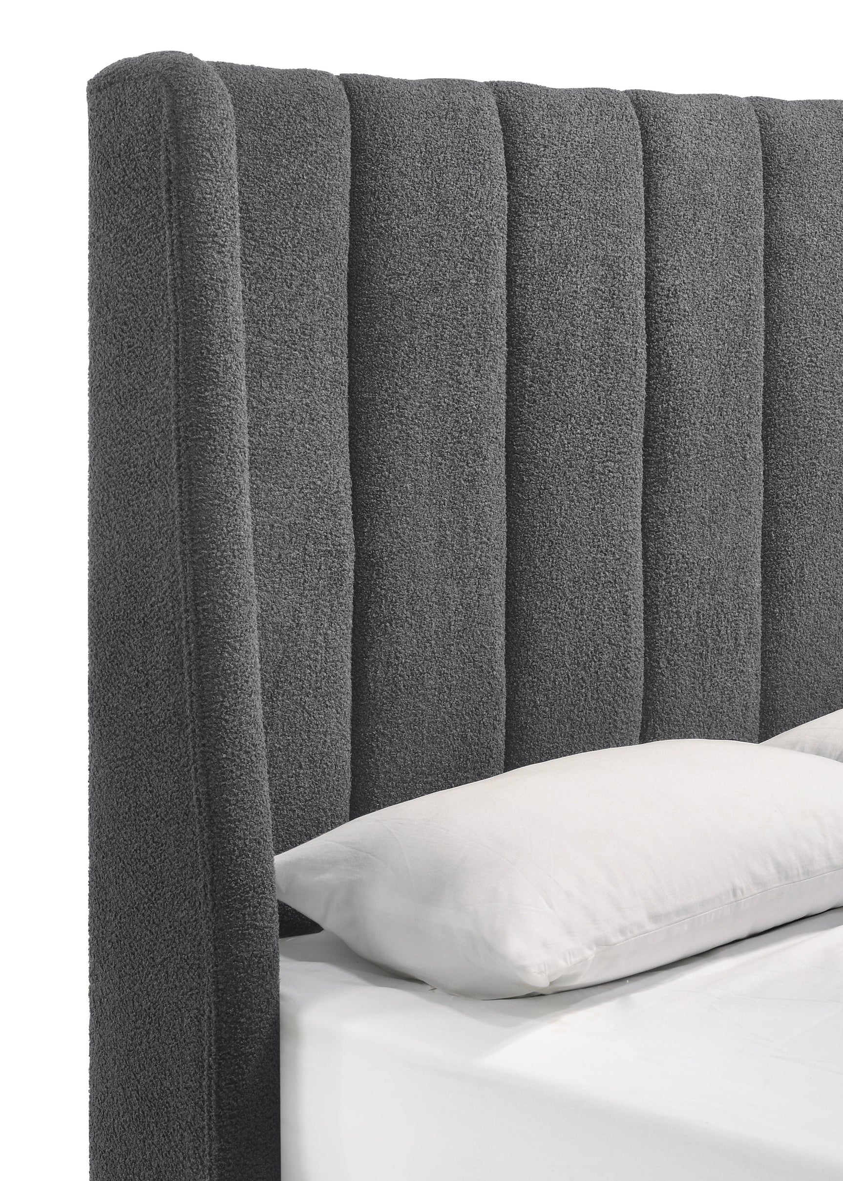 Agnes Charcoal Velvet Upholstered Panel Queen Bed