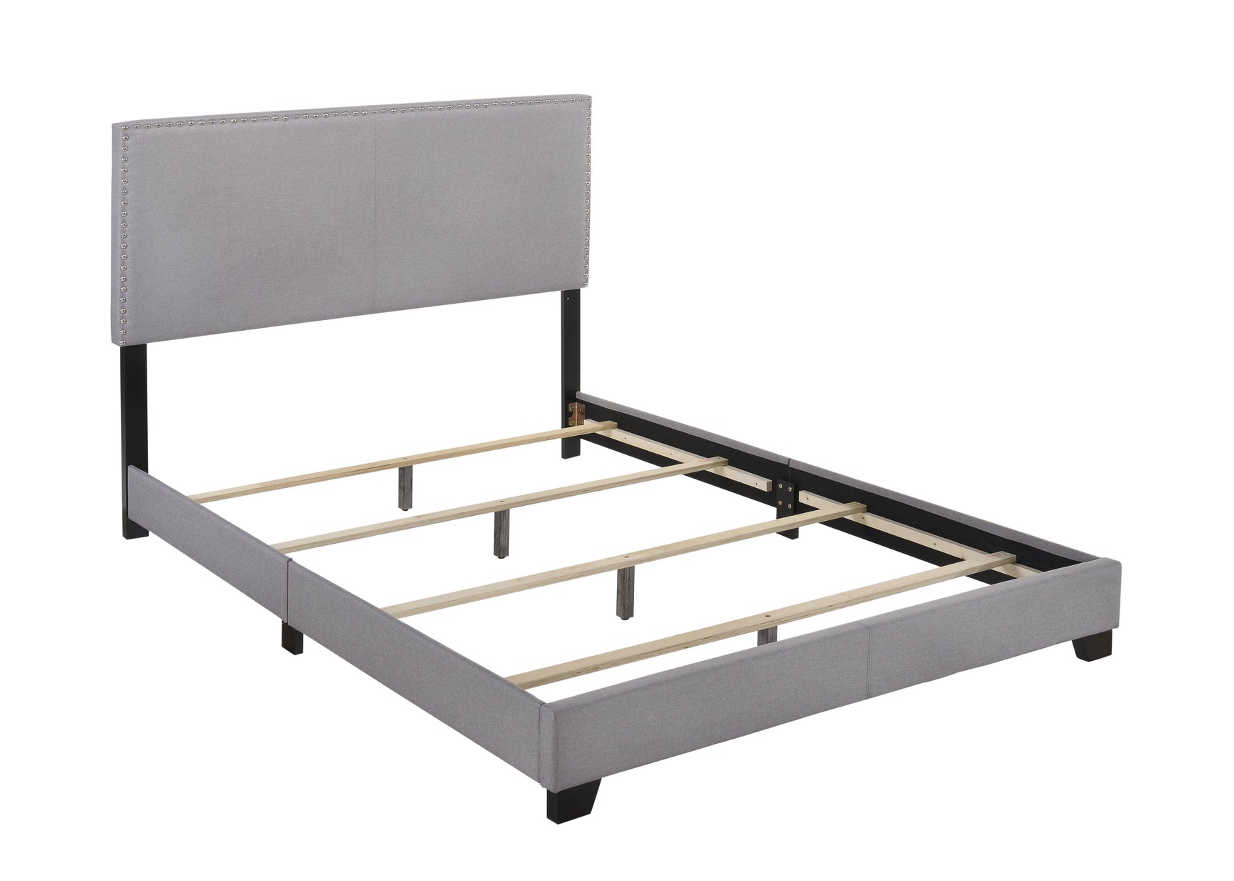 Erin Grey Modern Contemporary Plywood Fabric Upholstered Panel Complete Queen Bed - Ella Furniture