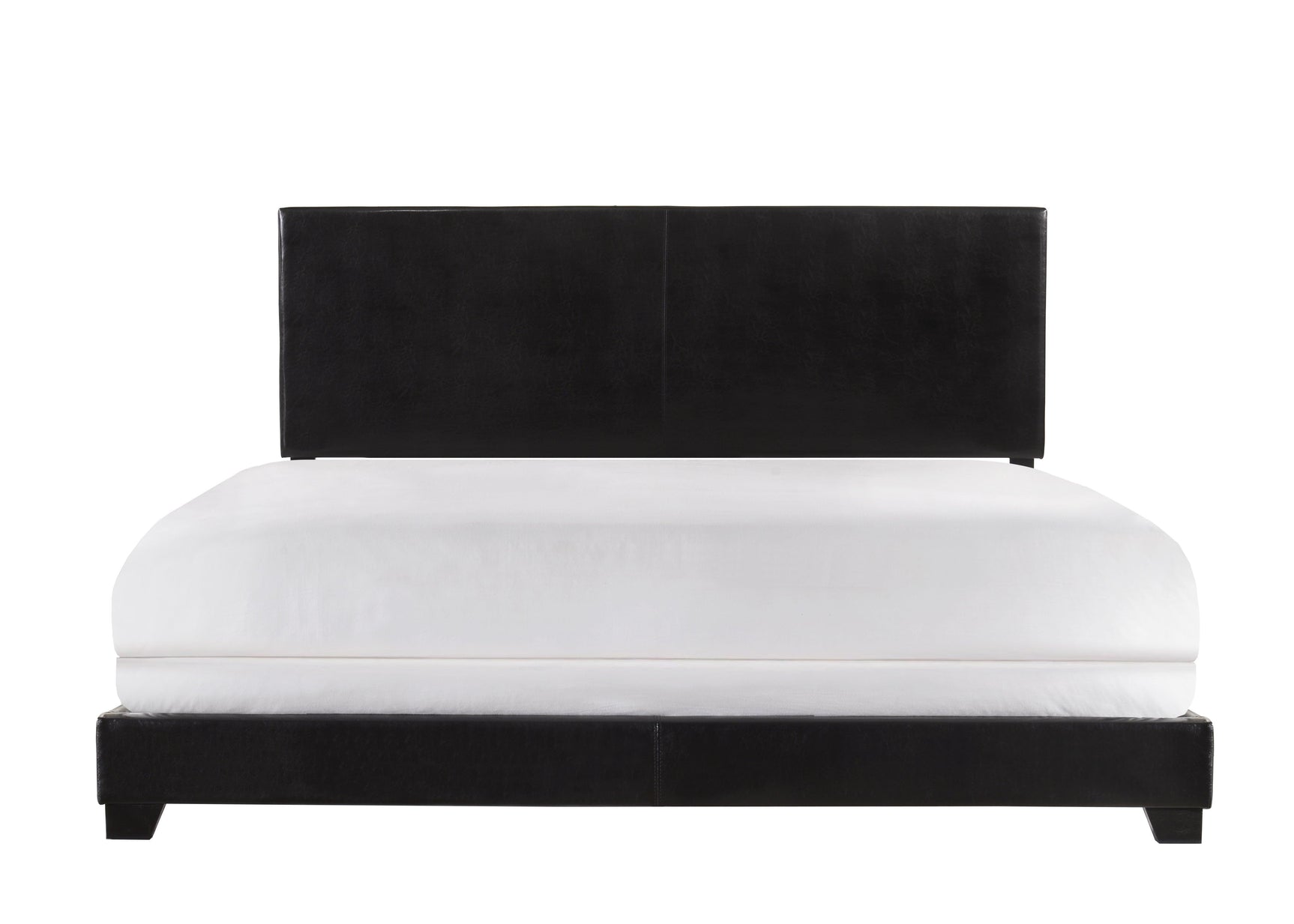 Erin Black Pu Faux Leather Wood Twin Upholstered Bed - Ella Furniture