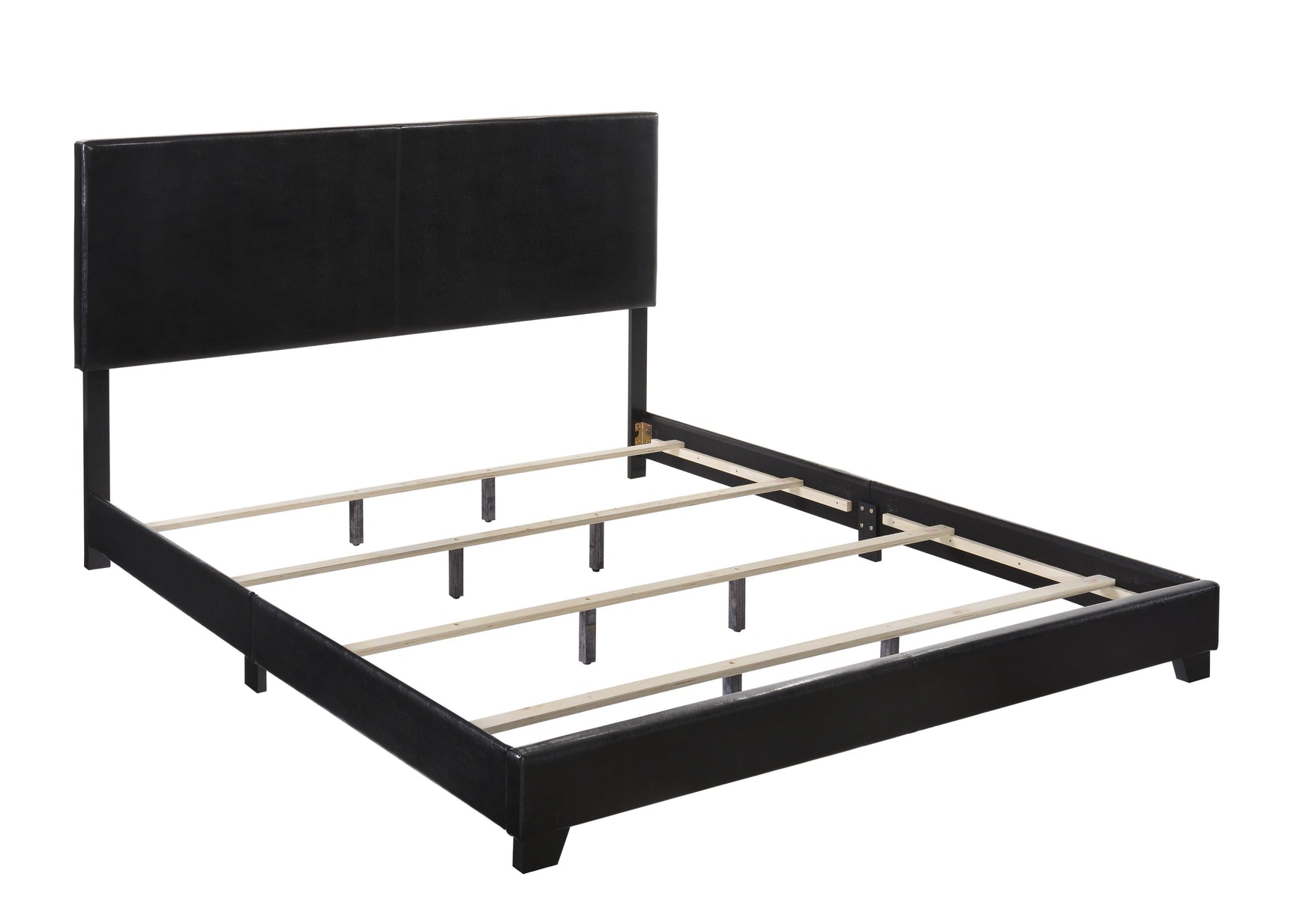 Erin Black Pu Faux Leather Wood Twin Upholstered Bed - Ella Furniture
