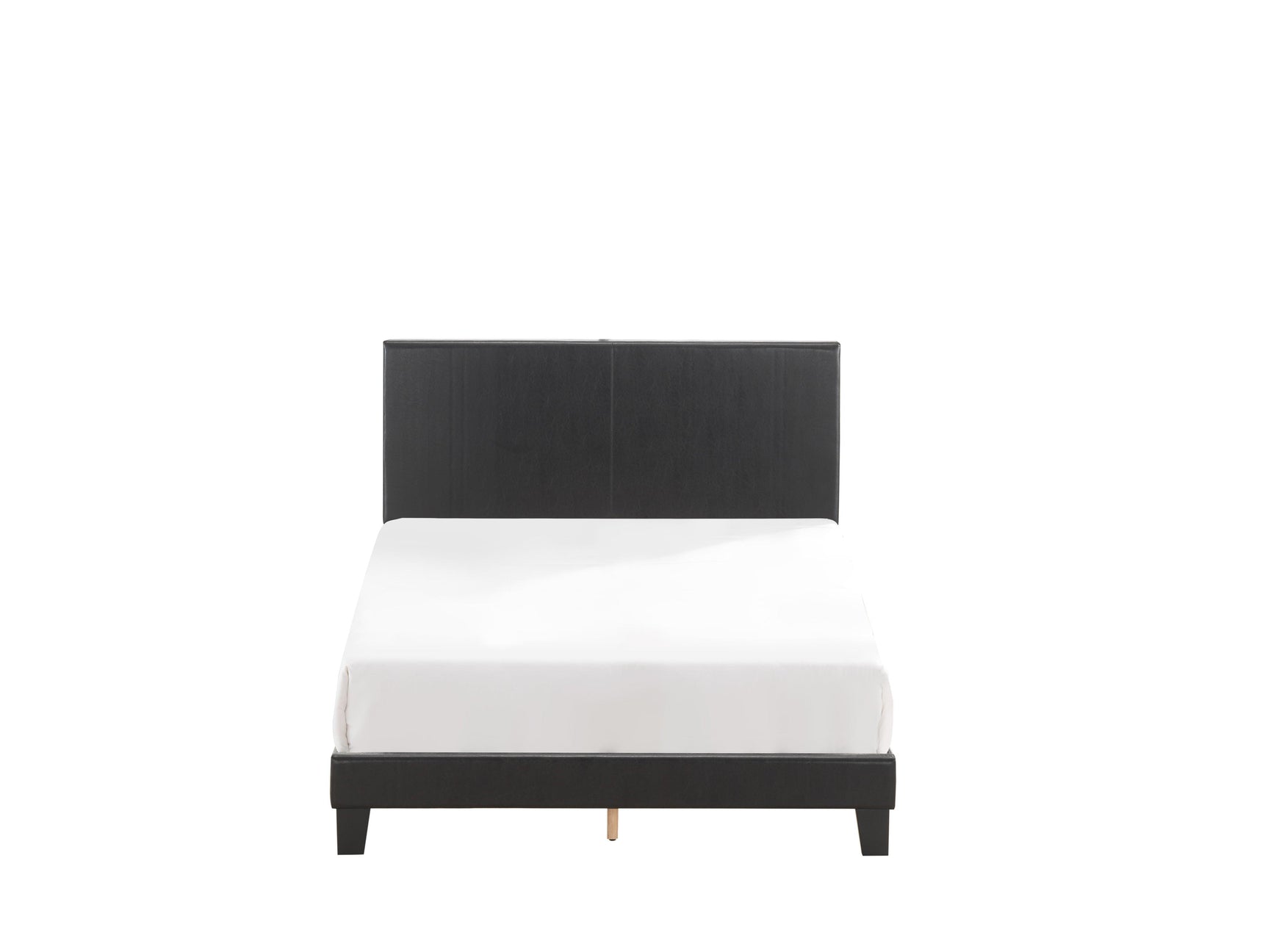 Yates Black Pu Faux Leather Modern Wood Full Upholstered Platform Bed - Ella Furniture