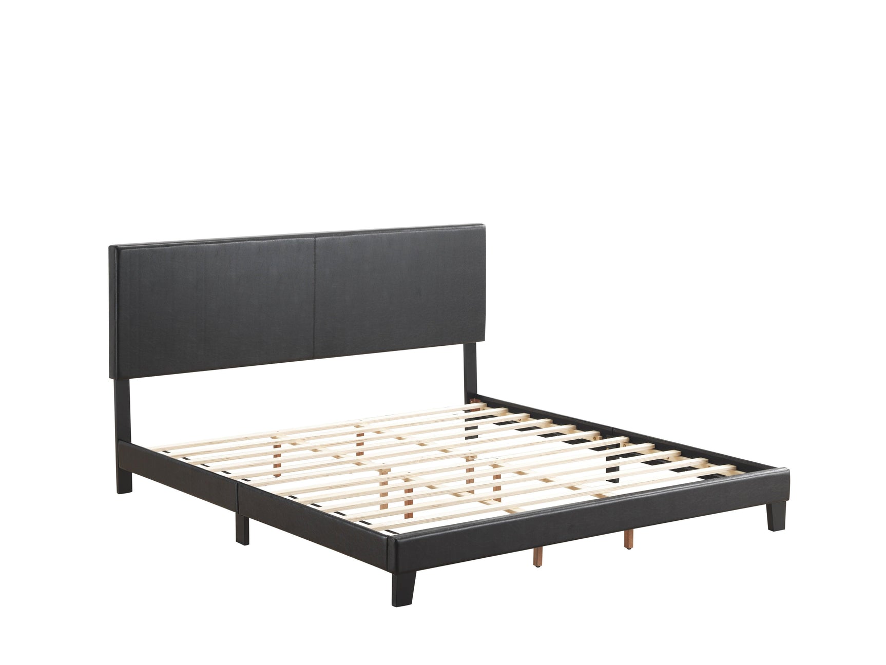 Yates Black Pu Faux Leather Modern Wood Twin Upholstered Platform Bed - Ella Furniture