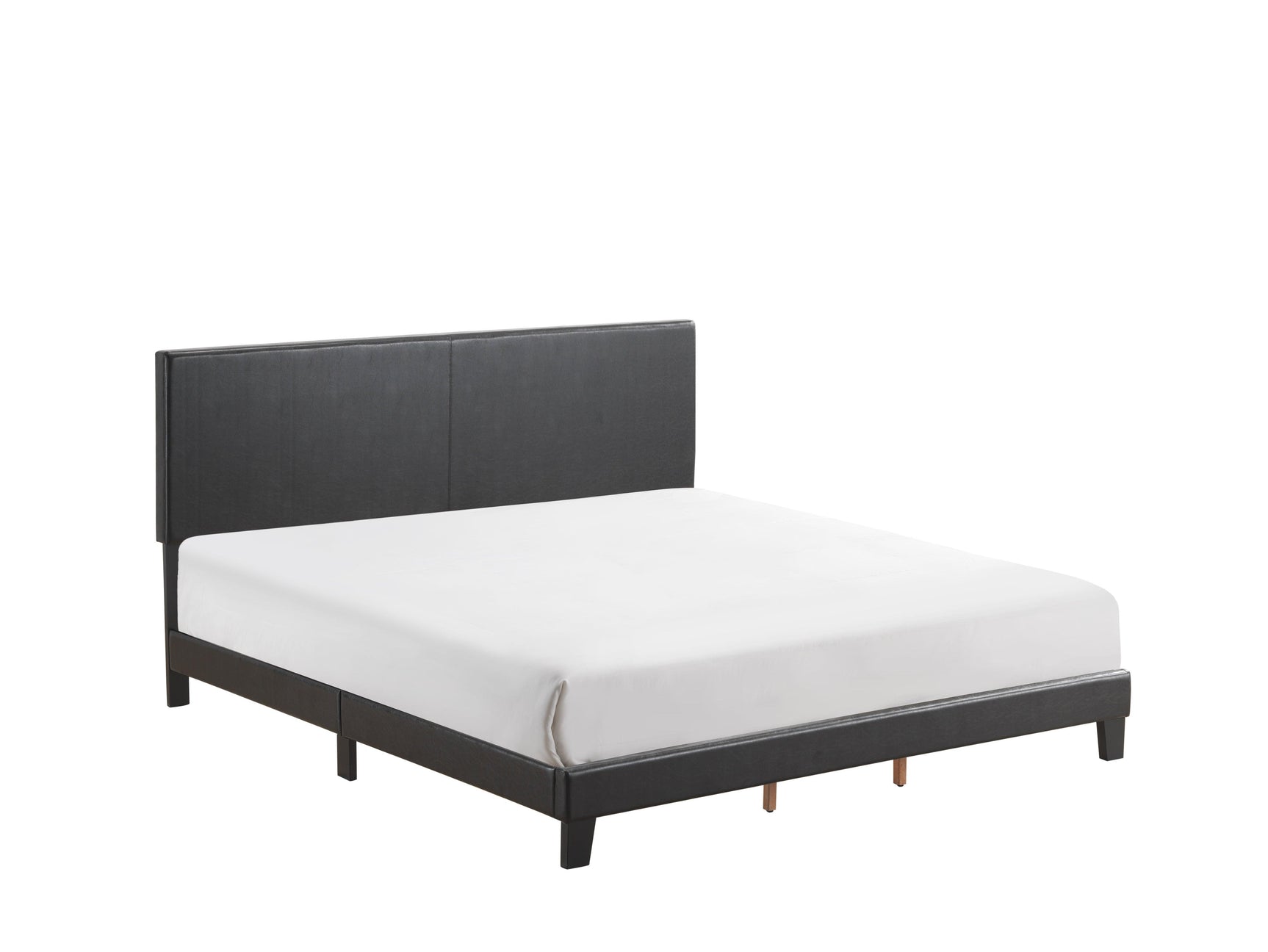 Yates Black Pu Faux Leather Modern Wood Full Upholstered Platform Bed - Ella Furniture