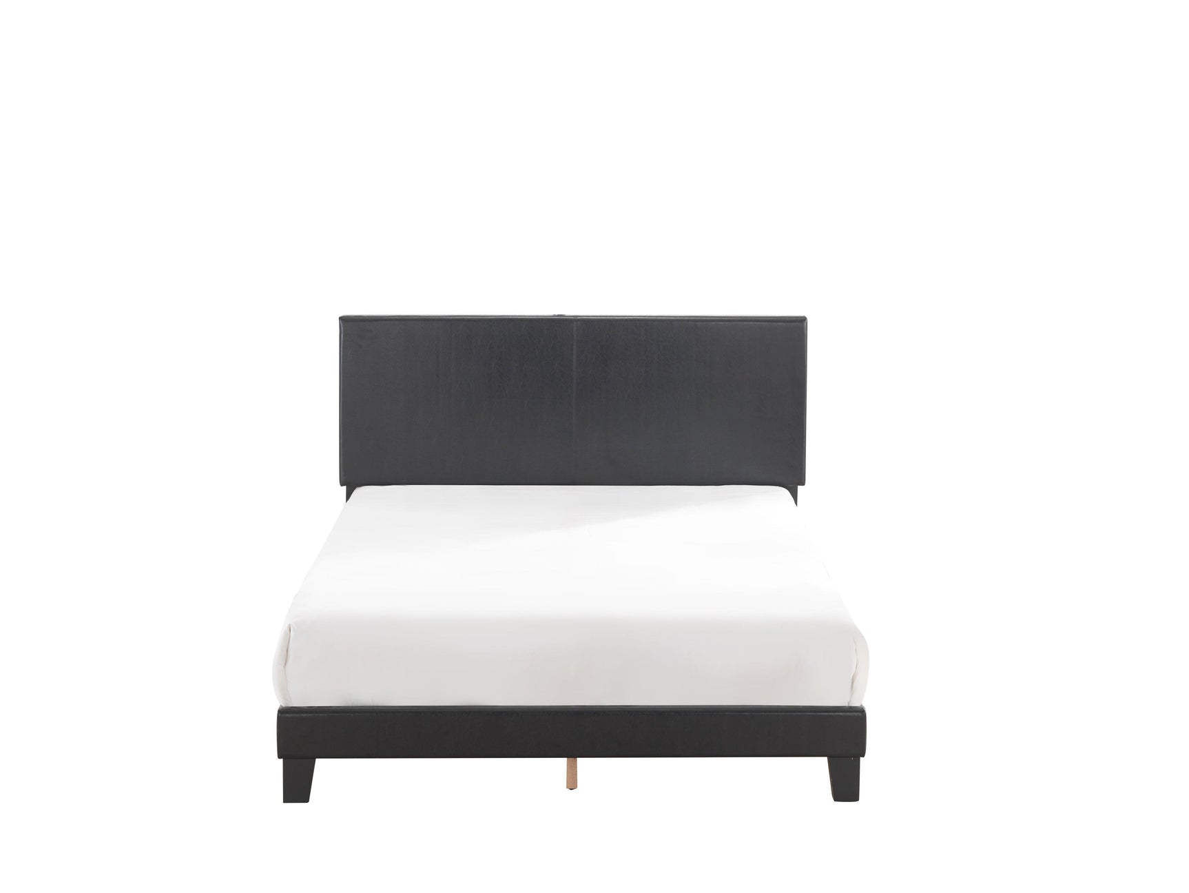 Yates Black Pu Faux Leather Modern Wood Twin Upholstered Platform Bed - Ella Furniture