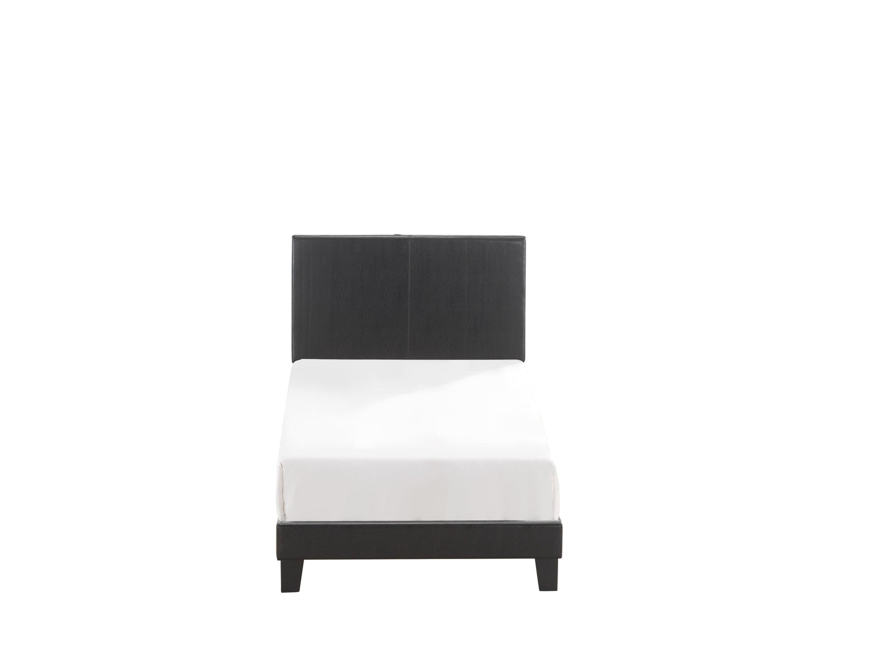 Yates Black Pu Faux Leather Modern Wood Twin Upholstered Platform Bed - Ella Furniture