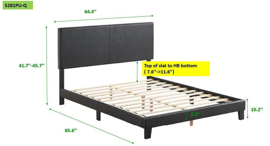 Yates Black Pu Faux Leather Modern Wood Full Upholstered Platform Bed - Ella Furniture