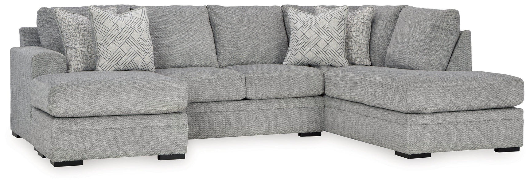 Casselbury Cement Velvet 2-Piece Sectional With Chaise