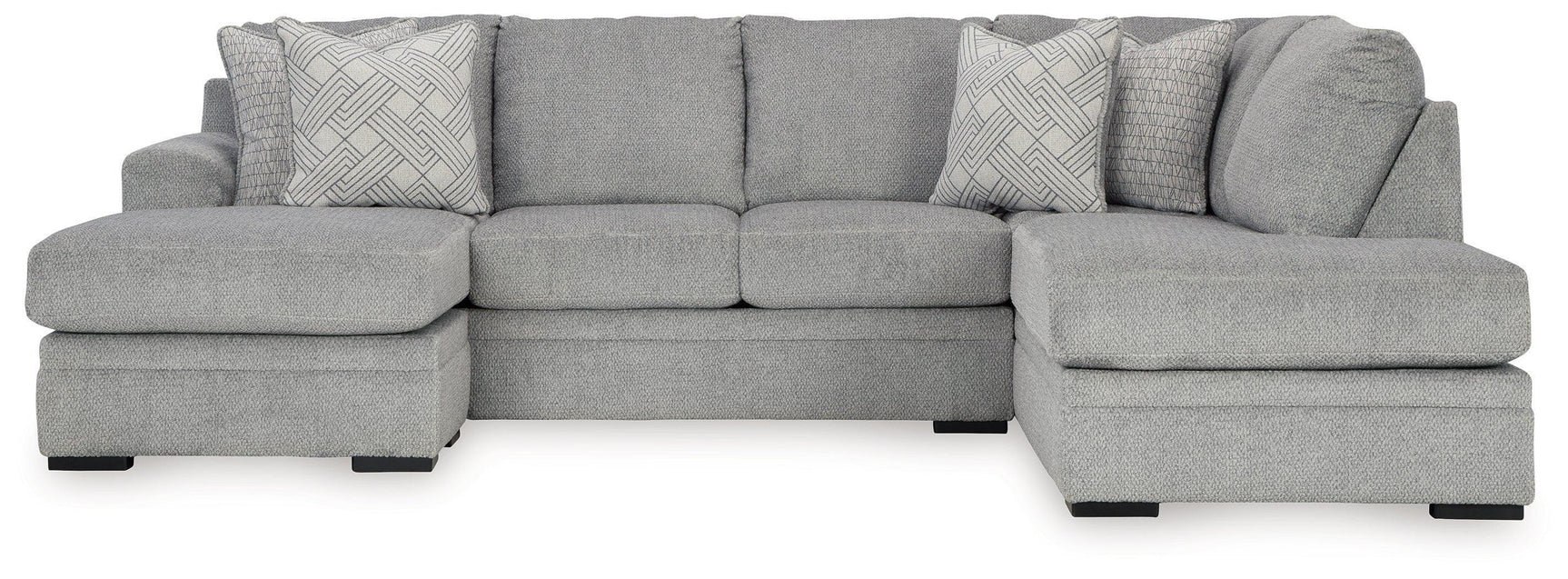 Casselbury Cement Velvet 2-Piece Sectional With Chaise