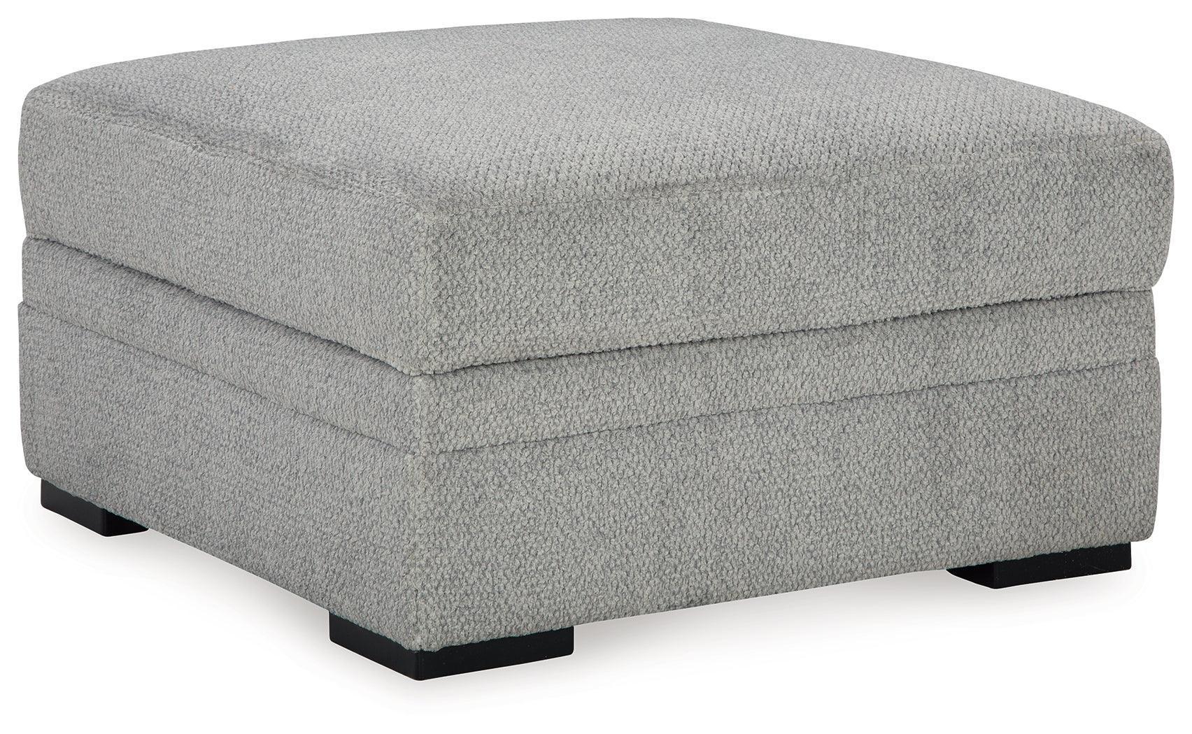 Casselbury Cement Gray Velvet Storage Ottoman