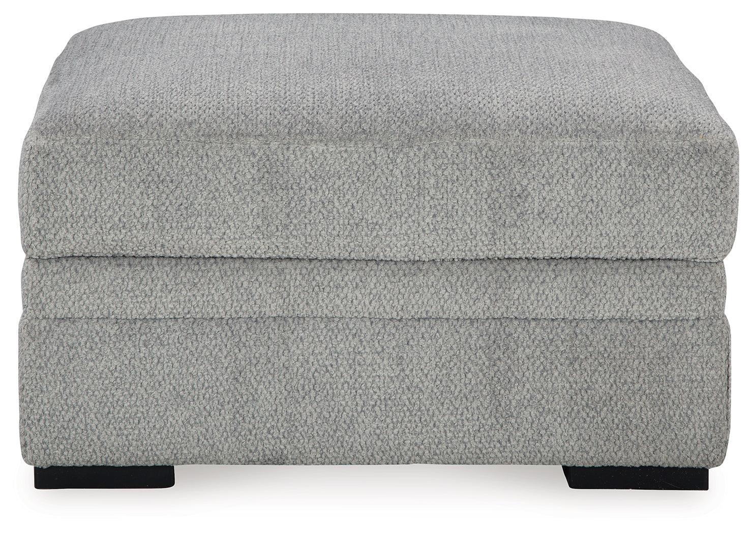 Casselbury Cement Gray Velvet Storage Ottoman