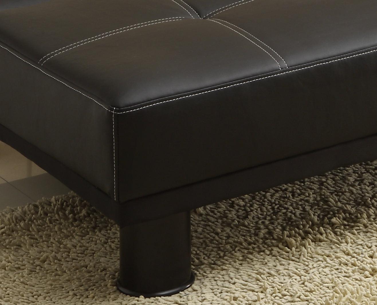 Collin Adjustable Espresso Contemporary Tufted Faux Leather Sofa - Ella Furniture