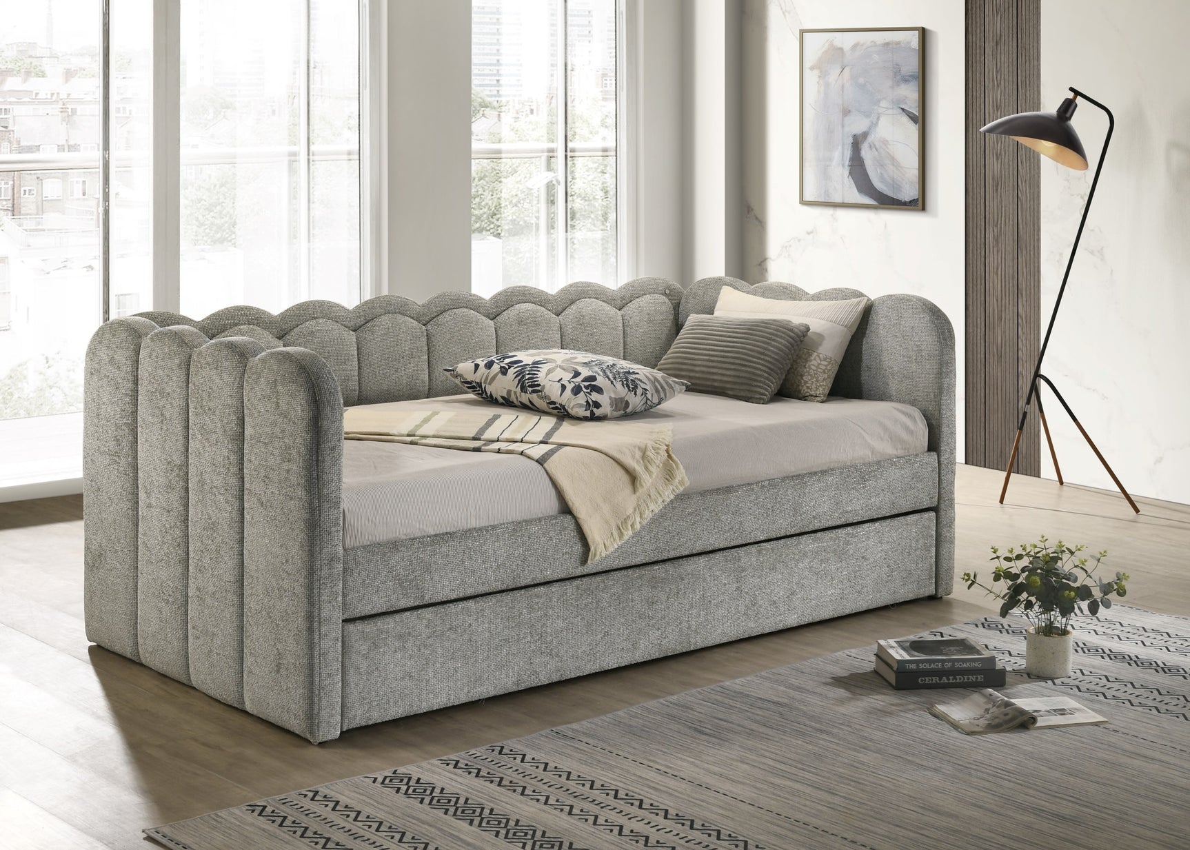 Melody Light Gray LED Upholstered Daybed