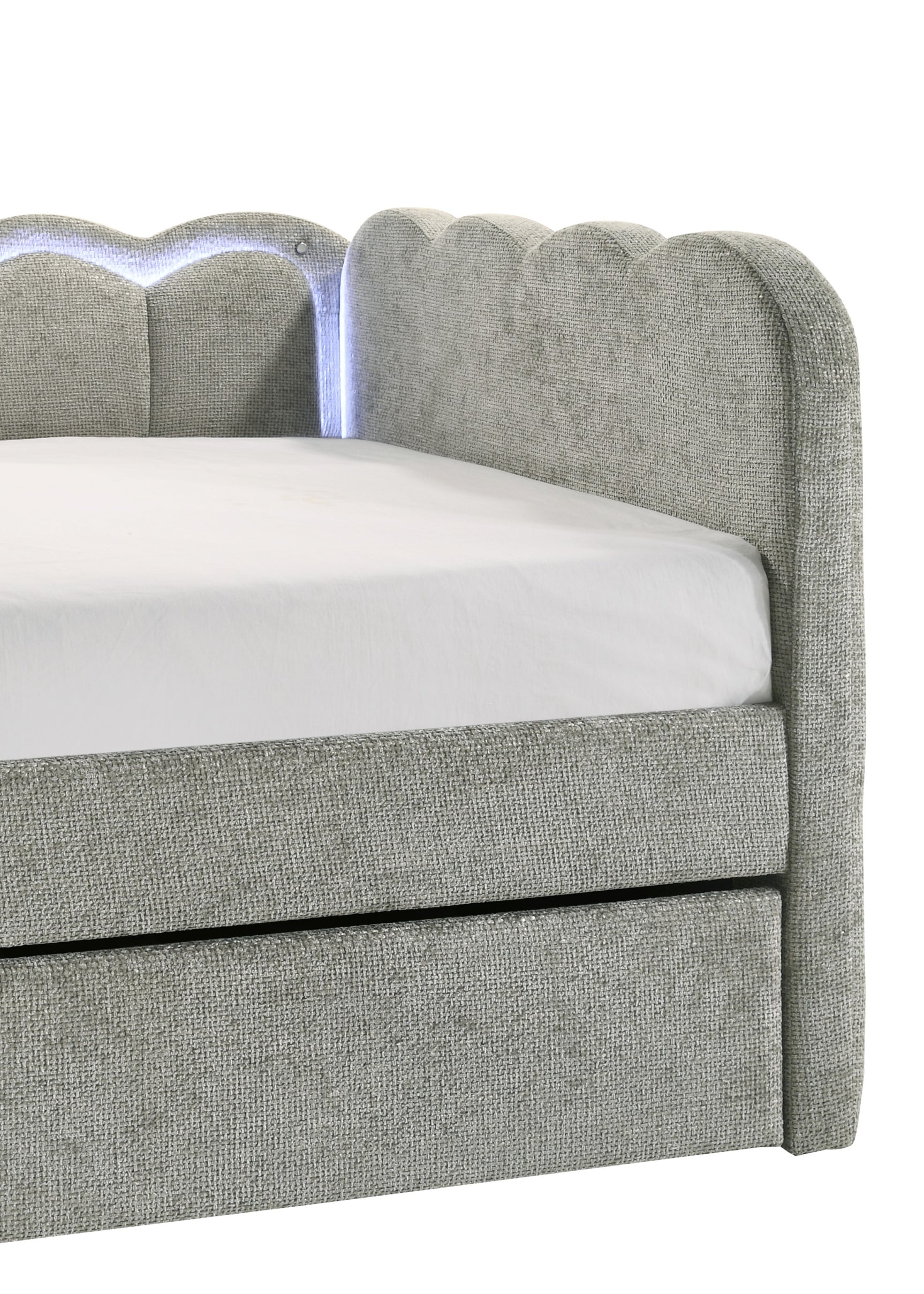 Melody Light Gray LED Upholstered Daybed
