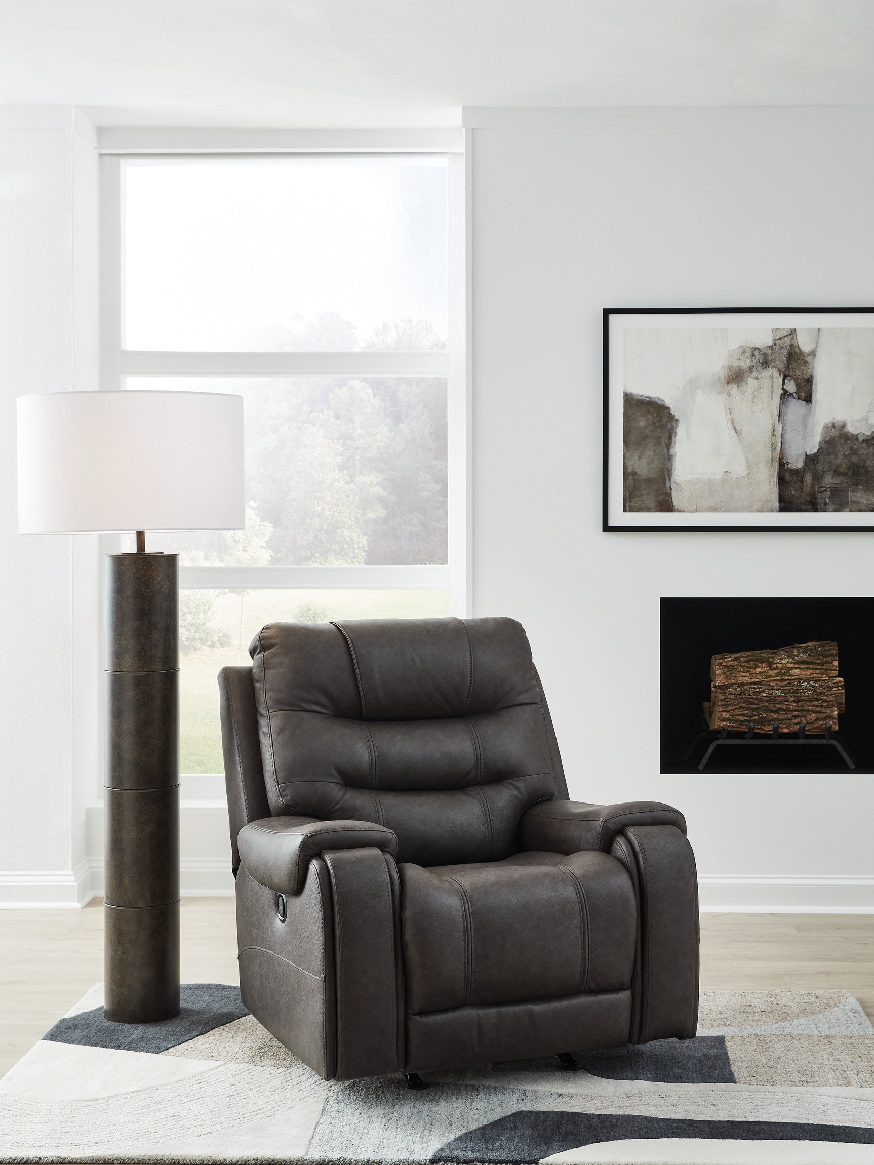 Femley Smoke Faux Leather Recliner
