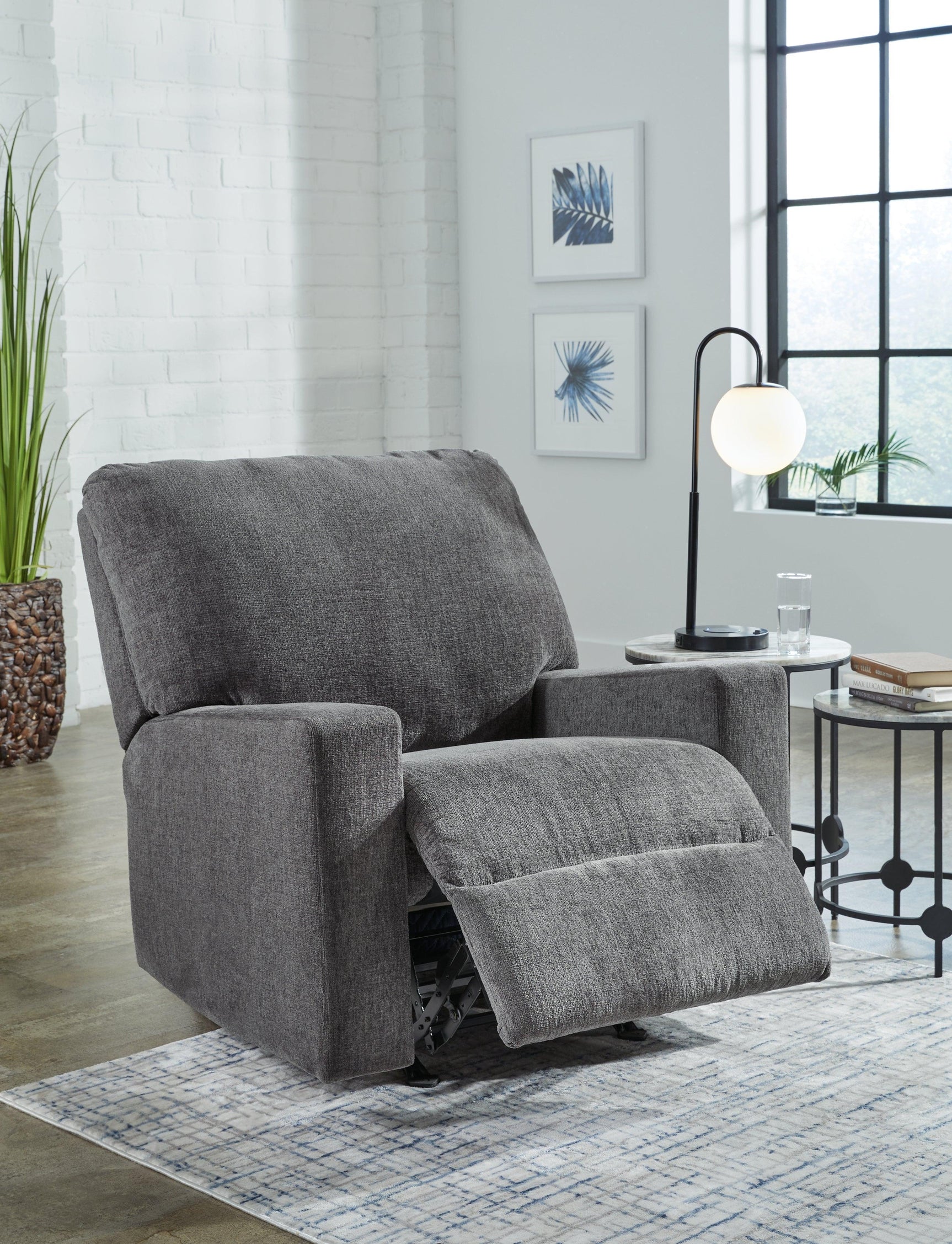 Rannis Pewter Chenille Recliner Chair