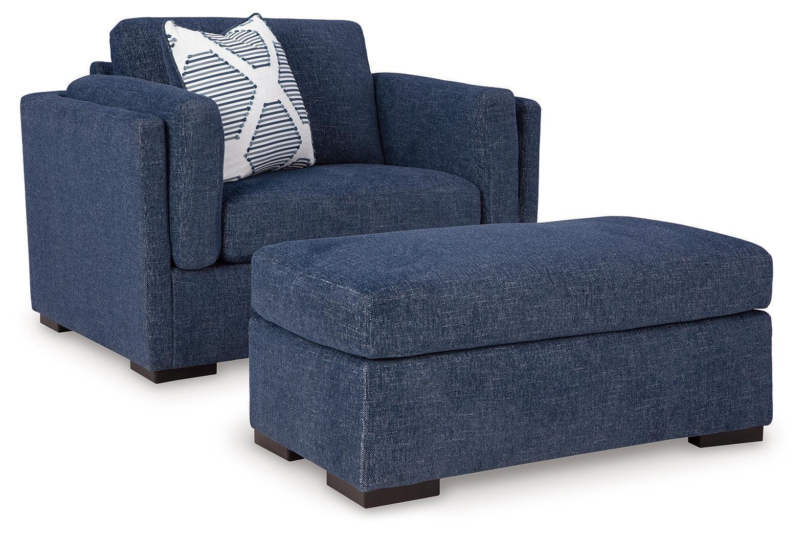 Evansley Navy Chair and Ottoman