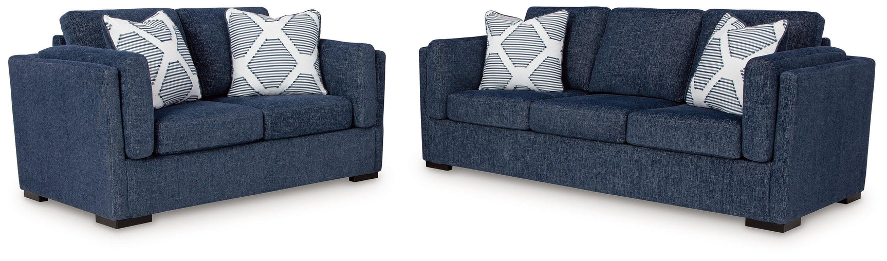 Evansley Navy Sofa and Loveseat