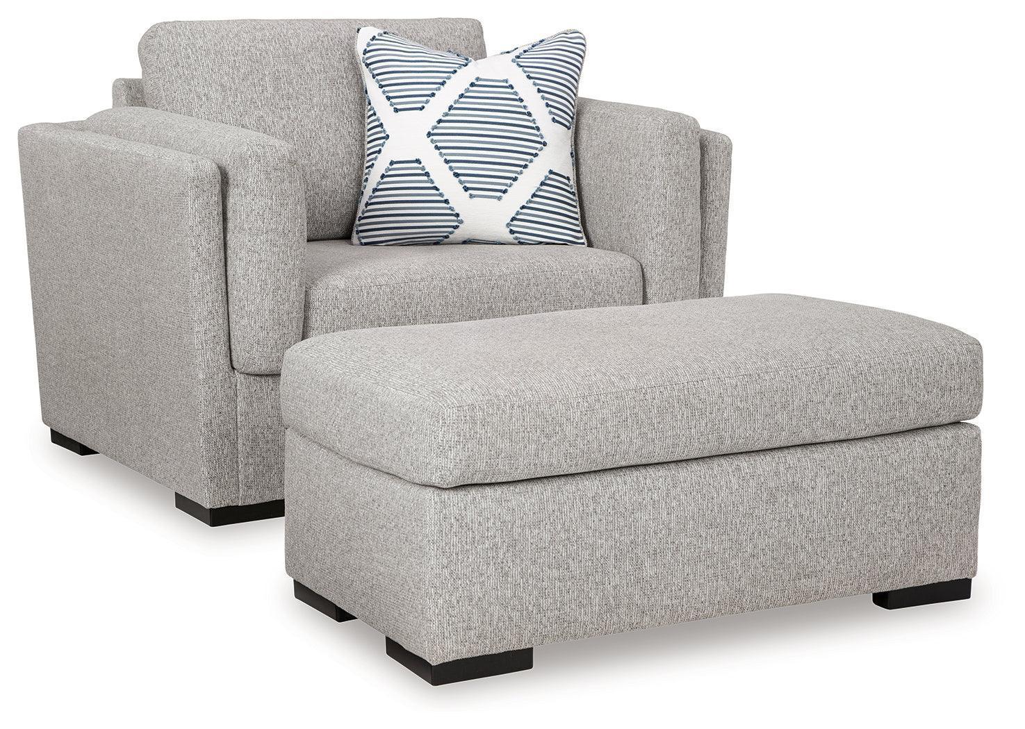Evansley Pewter Chair and Ottoman