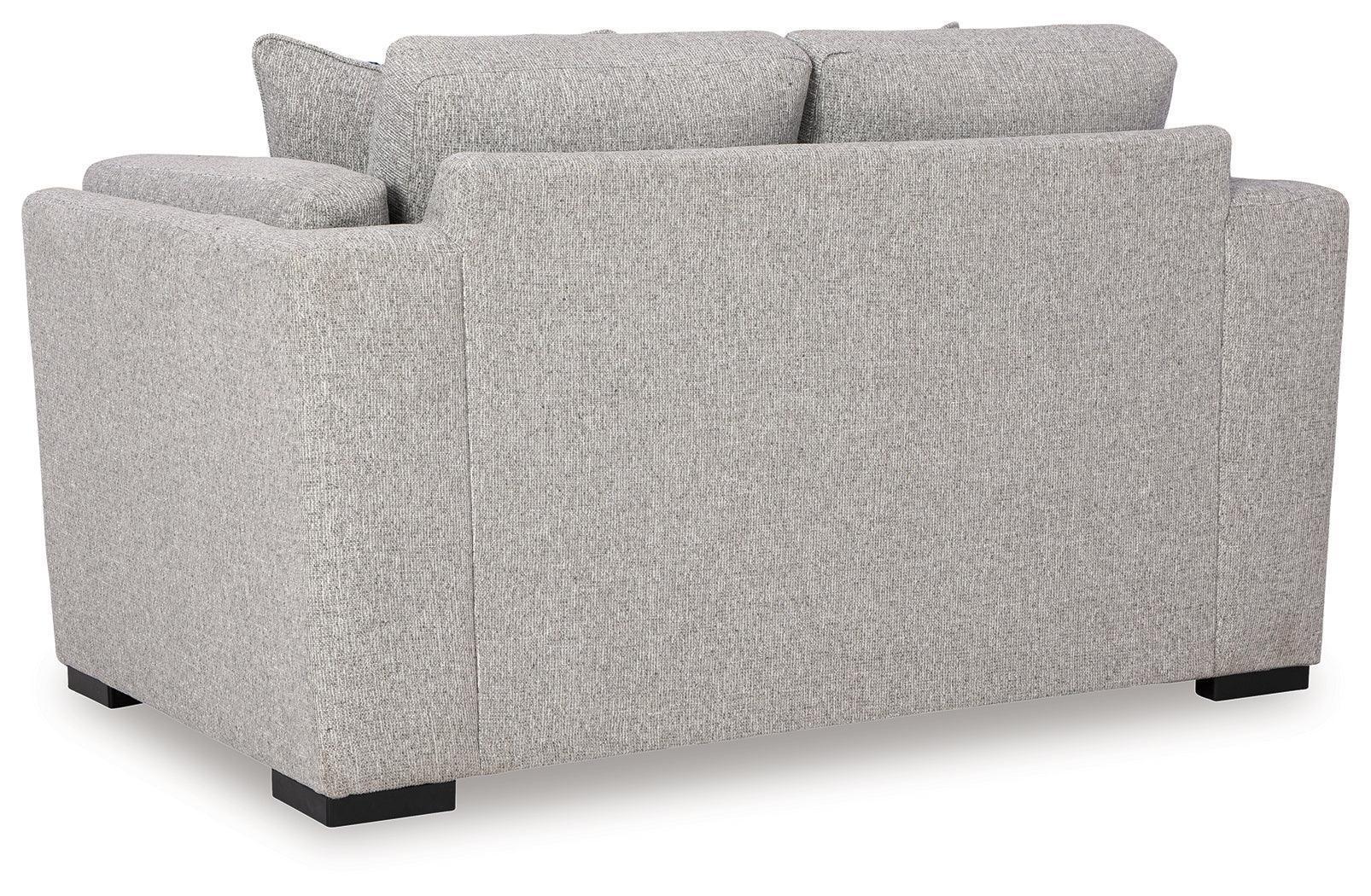 Evansley Pewter Sofa, Loveseat, Chair and Ottoman