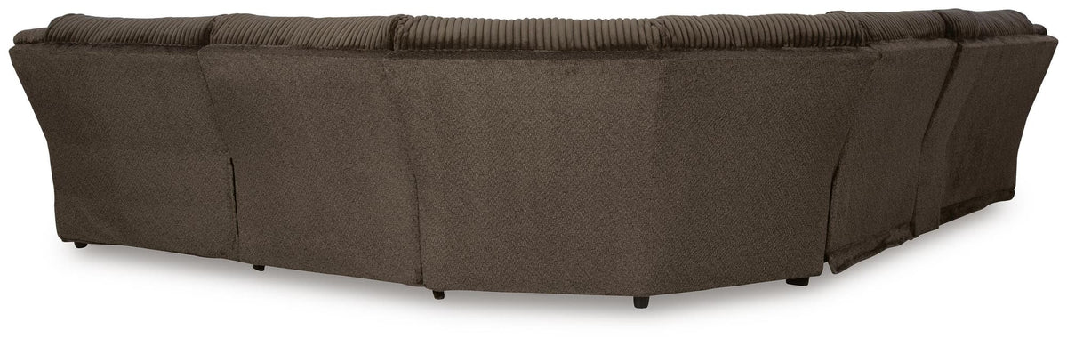 Top Chocolate 6-Piece Sectional with Recliner — back view