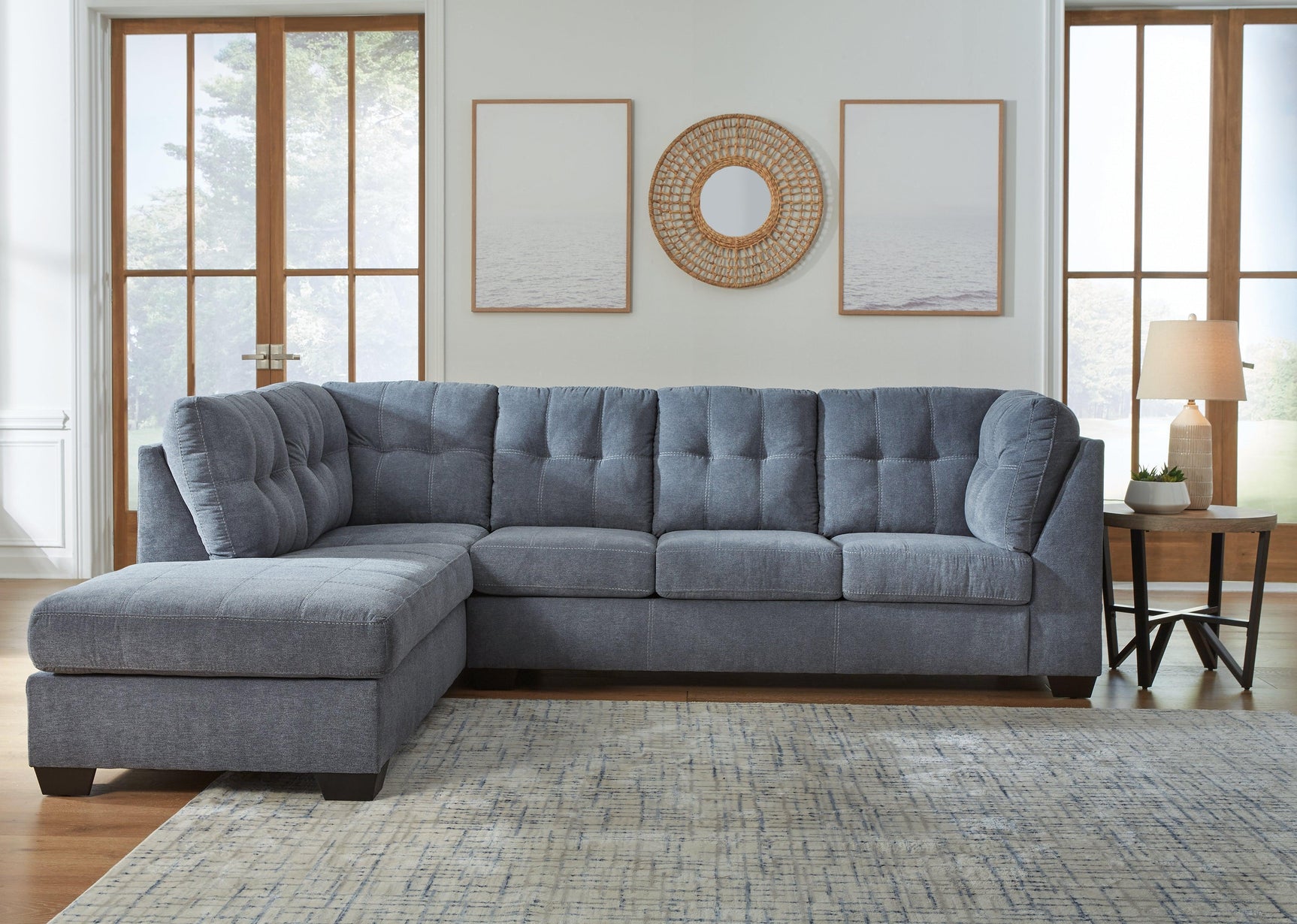 Marleton Denim Microfiber 2-Piece Sectional with Chaise