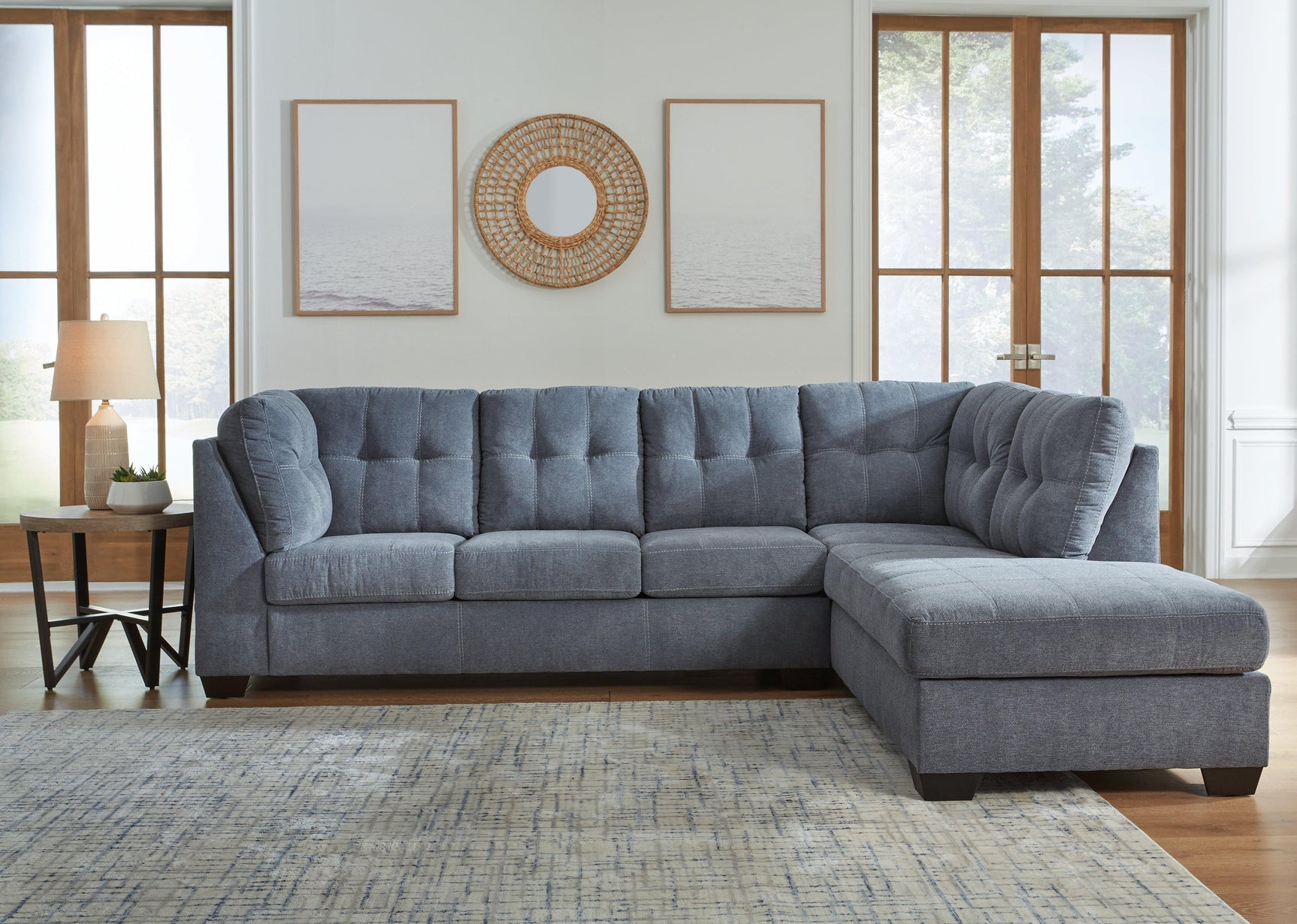 Marleton Denim Microfiber 2-Piece Sectional With Chaise