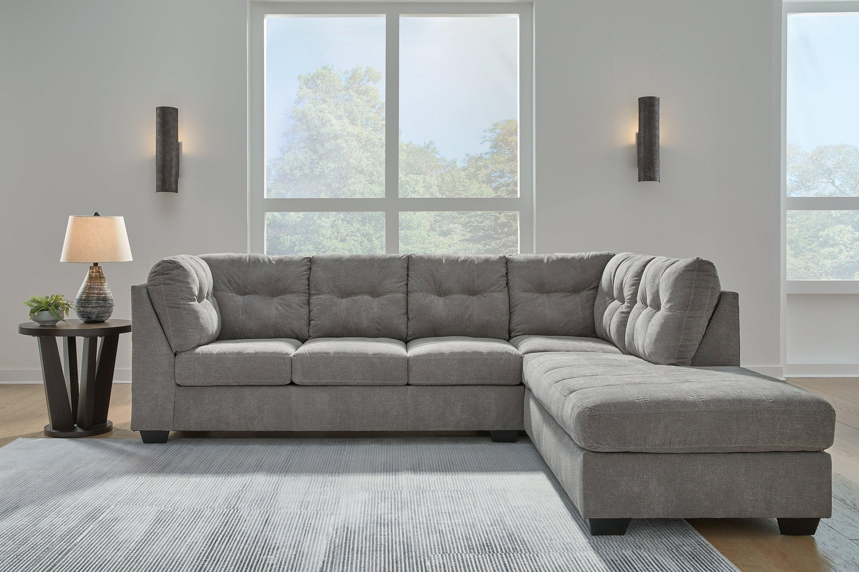 Marleton Gray Microfiber 2-Piece Sectional With Chaise