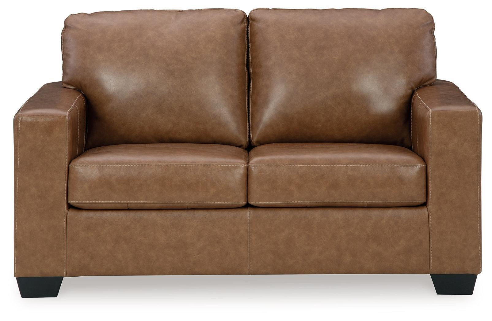 Bolsena Caramel Leather 2-Seat Loveseat
