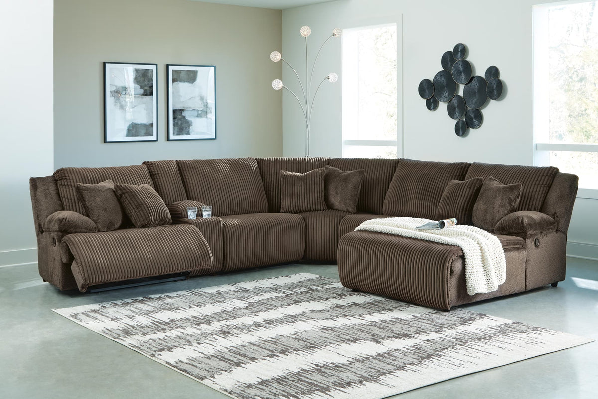 Top Chocolate 6-Piece Sectional with Recliner — product image 15